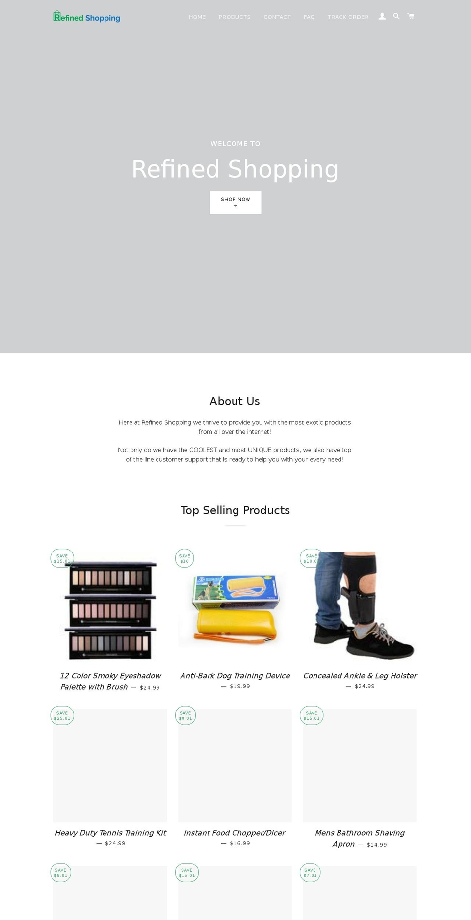 refinedshopping.com — Shopify storefront screenshot