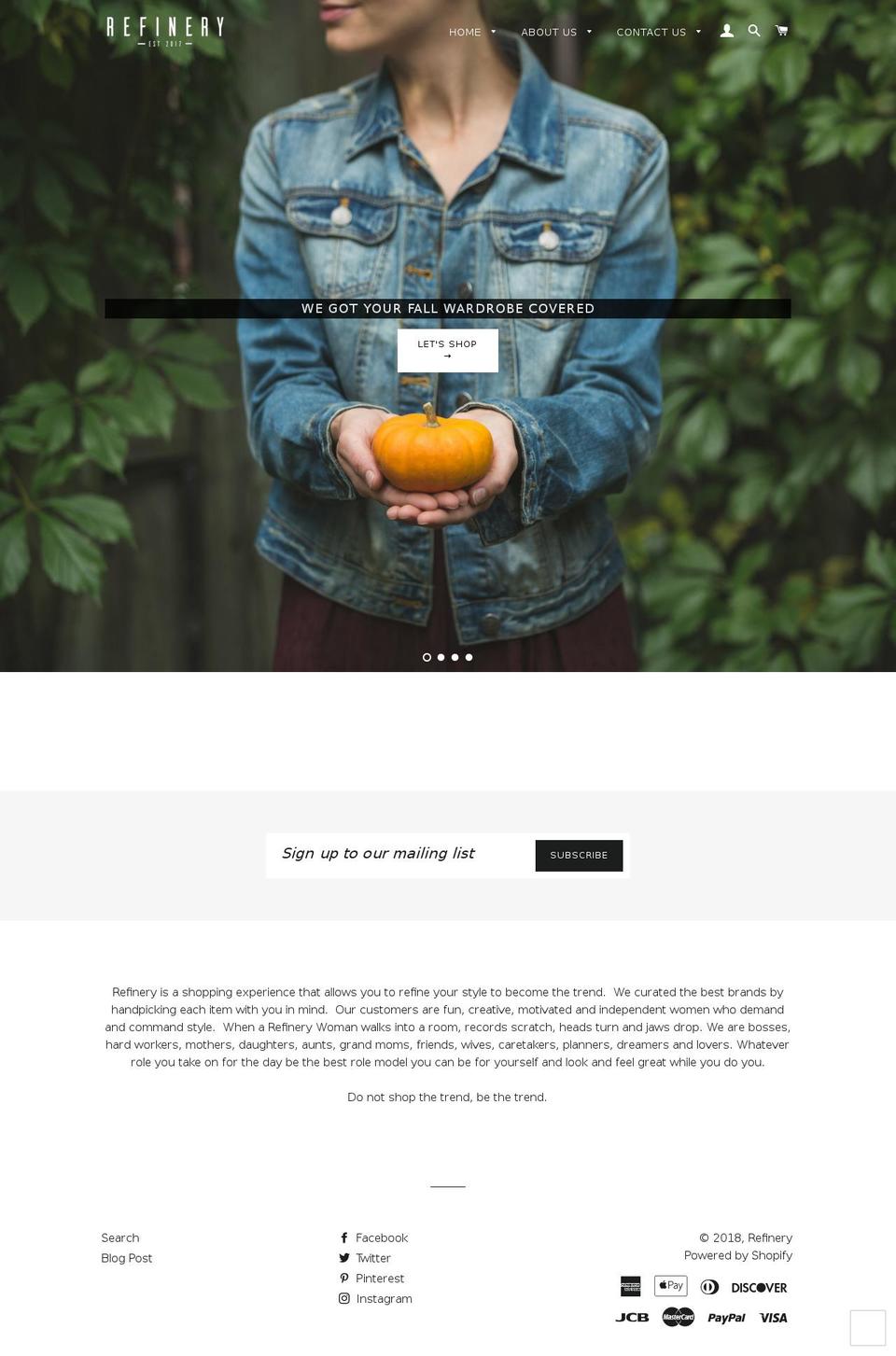 refinerycompany.com — Shopify storefront screenshot