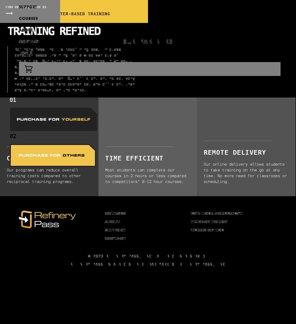 refinerypass.com shopify website screenshot