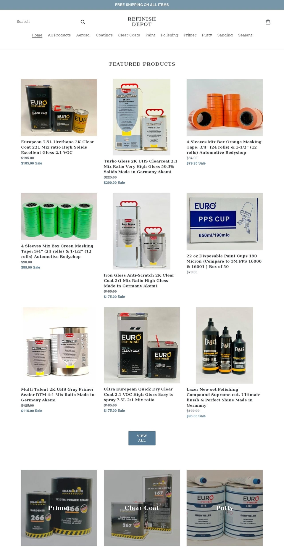 refinishdepot.com shopify website screenshot