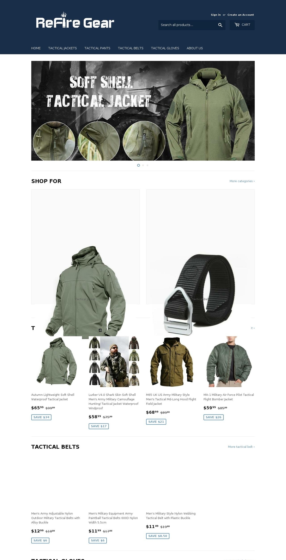 refiregear.com shopify website screenshot