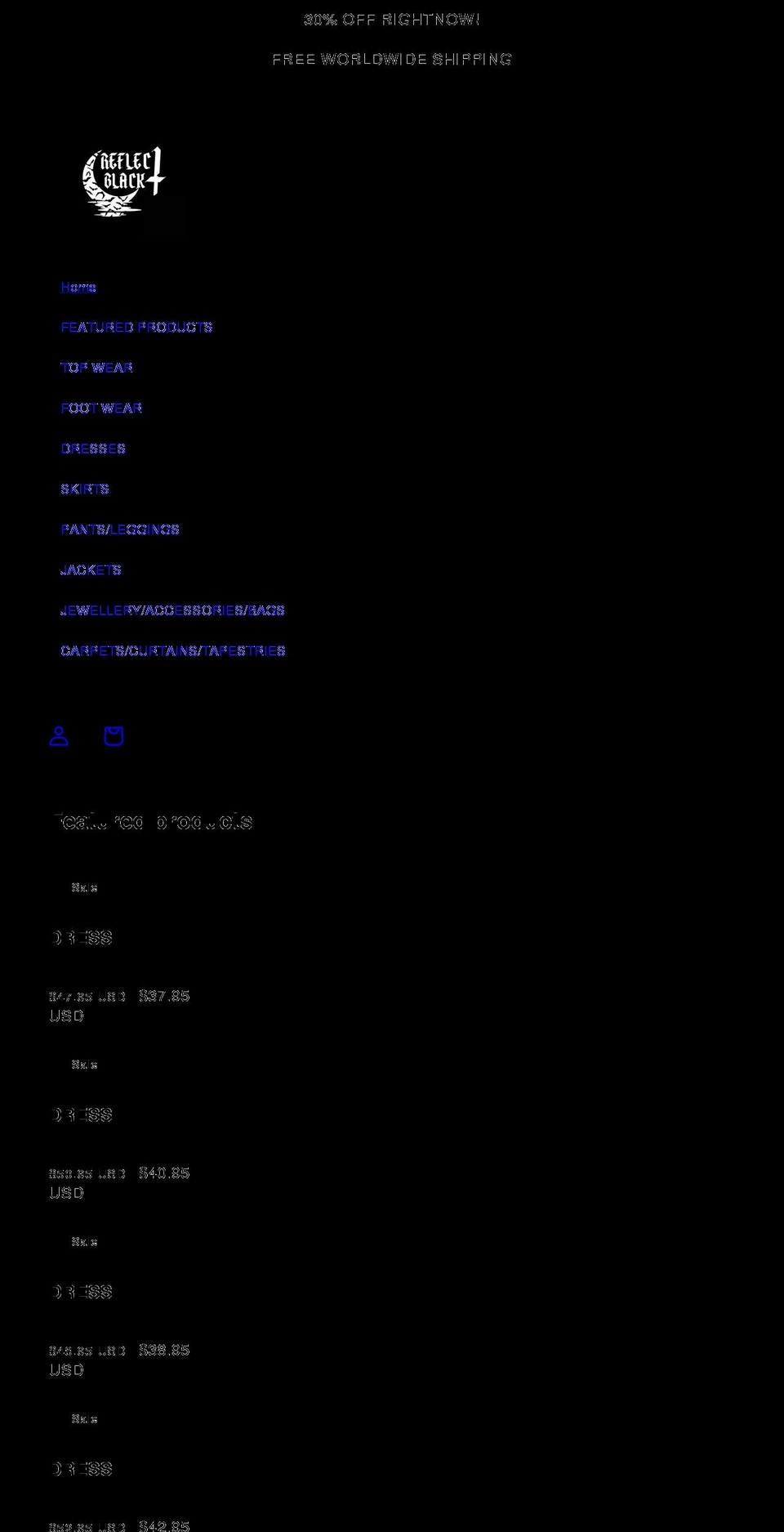 reflectblack.com — Shopify storefront screenshot