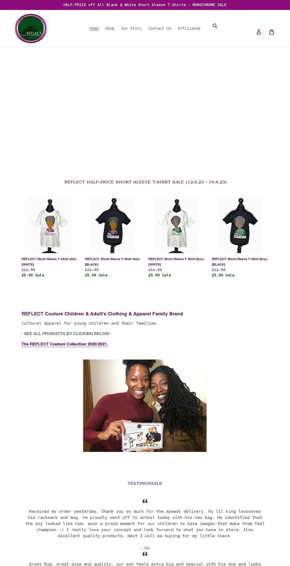reflectcouture.com shopify website screenshot