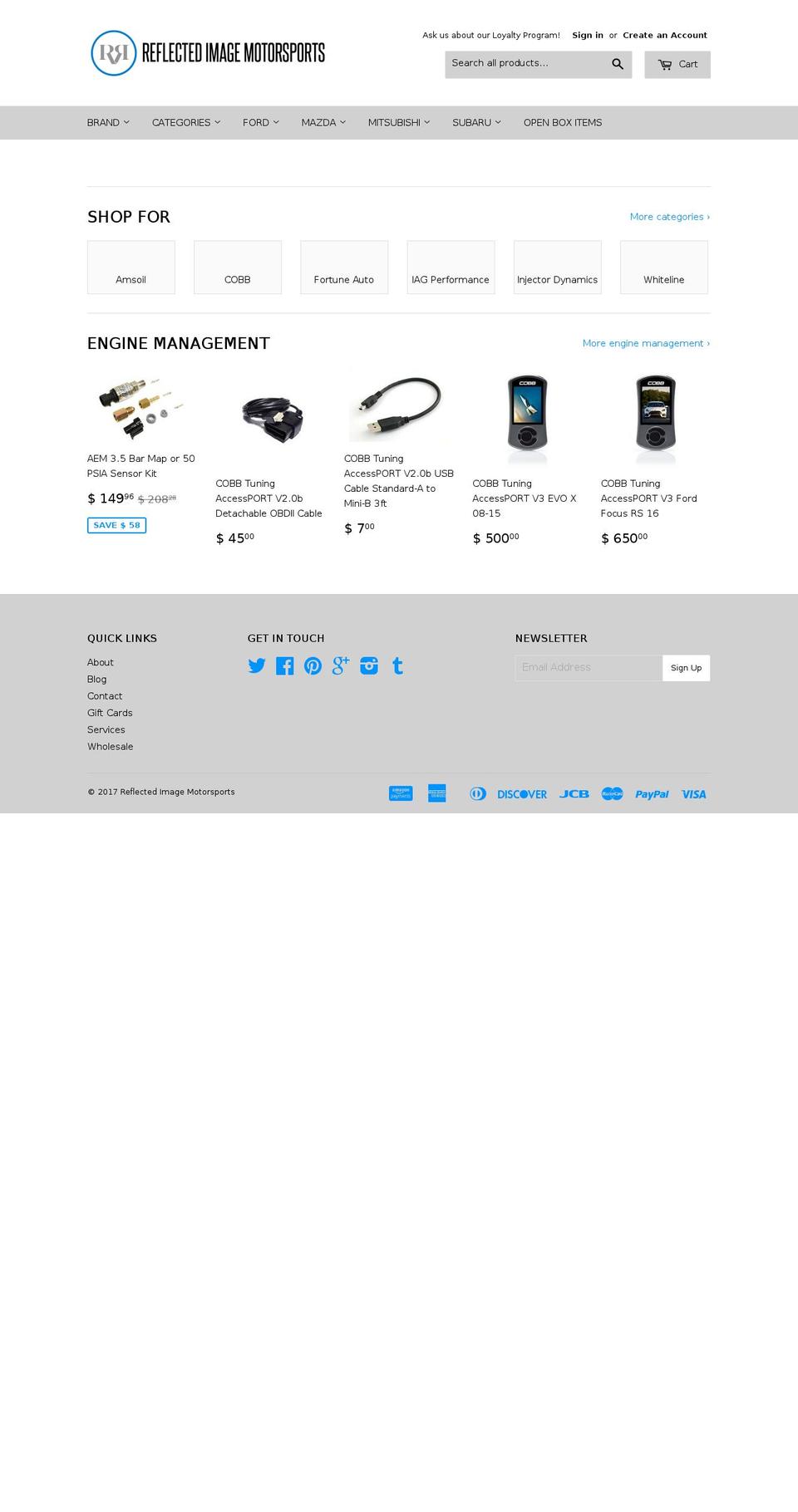 reflectedimagemotorsports.com shopify website screenshot