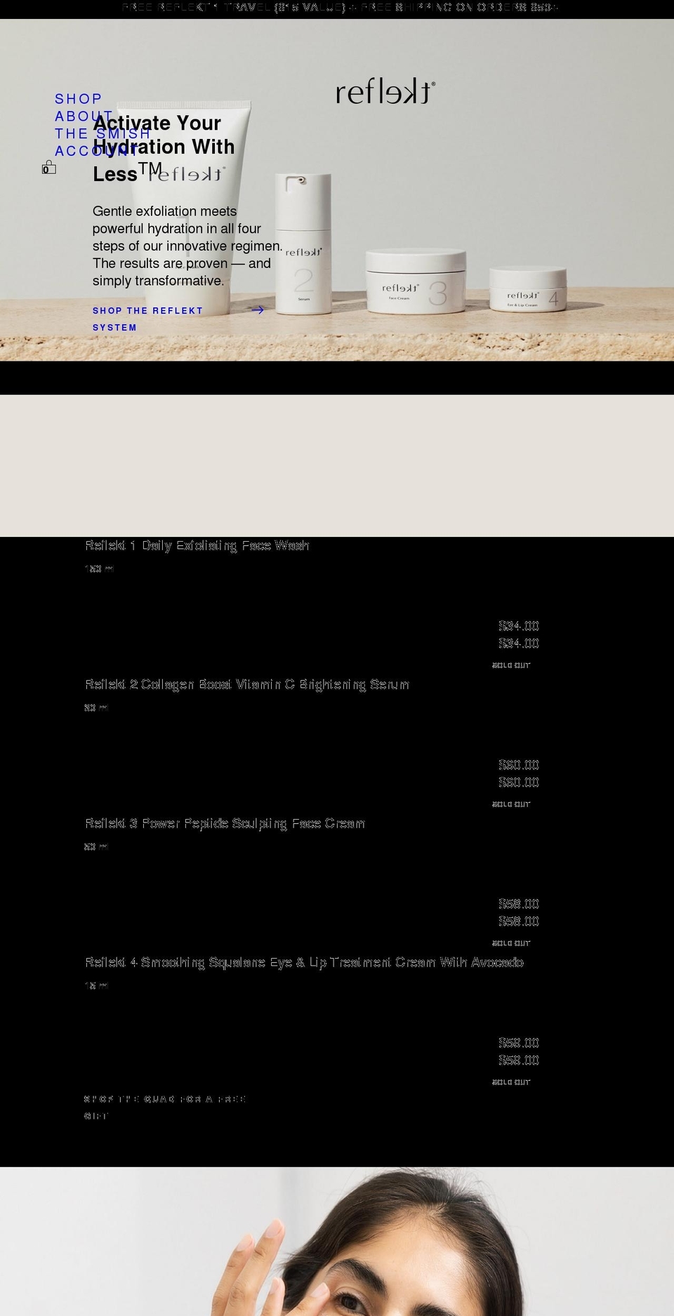 reflektskincare.com shopify website screenshot