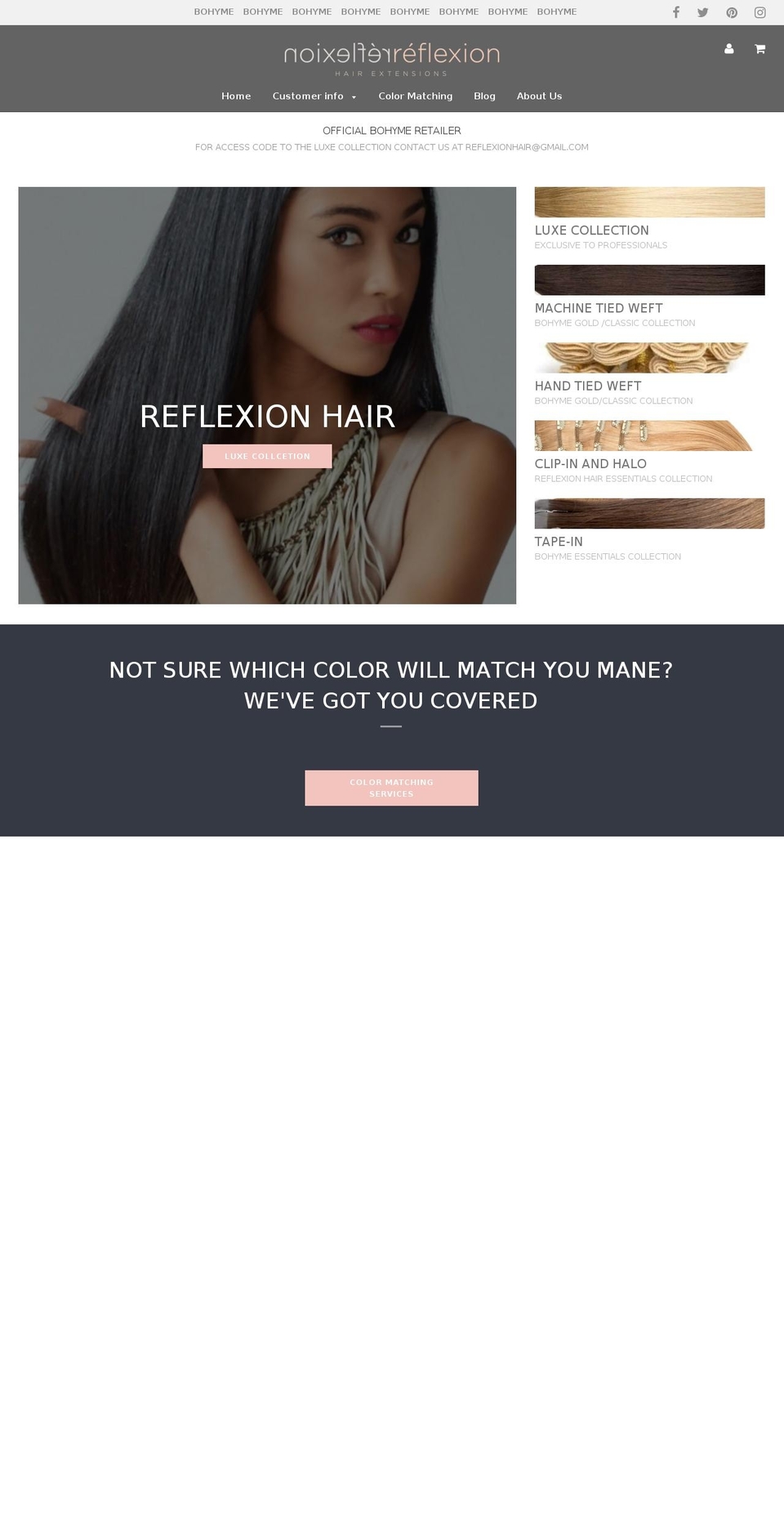 reflexionhair.com — Shopify storefront screenshot