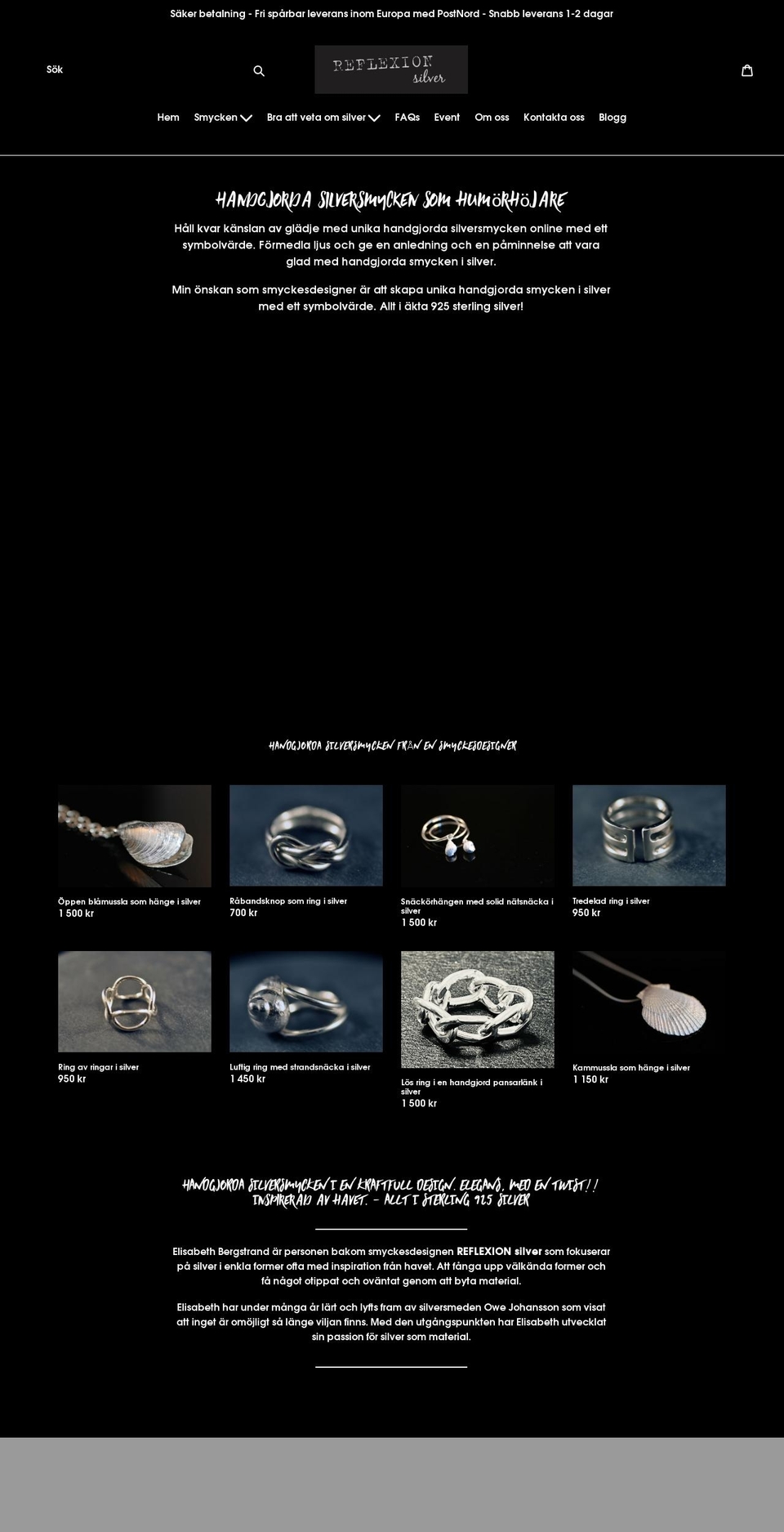 reflexionsilver.se shopify website screenshot