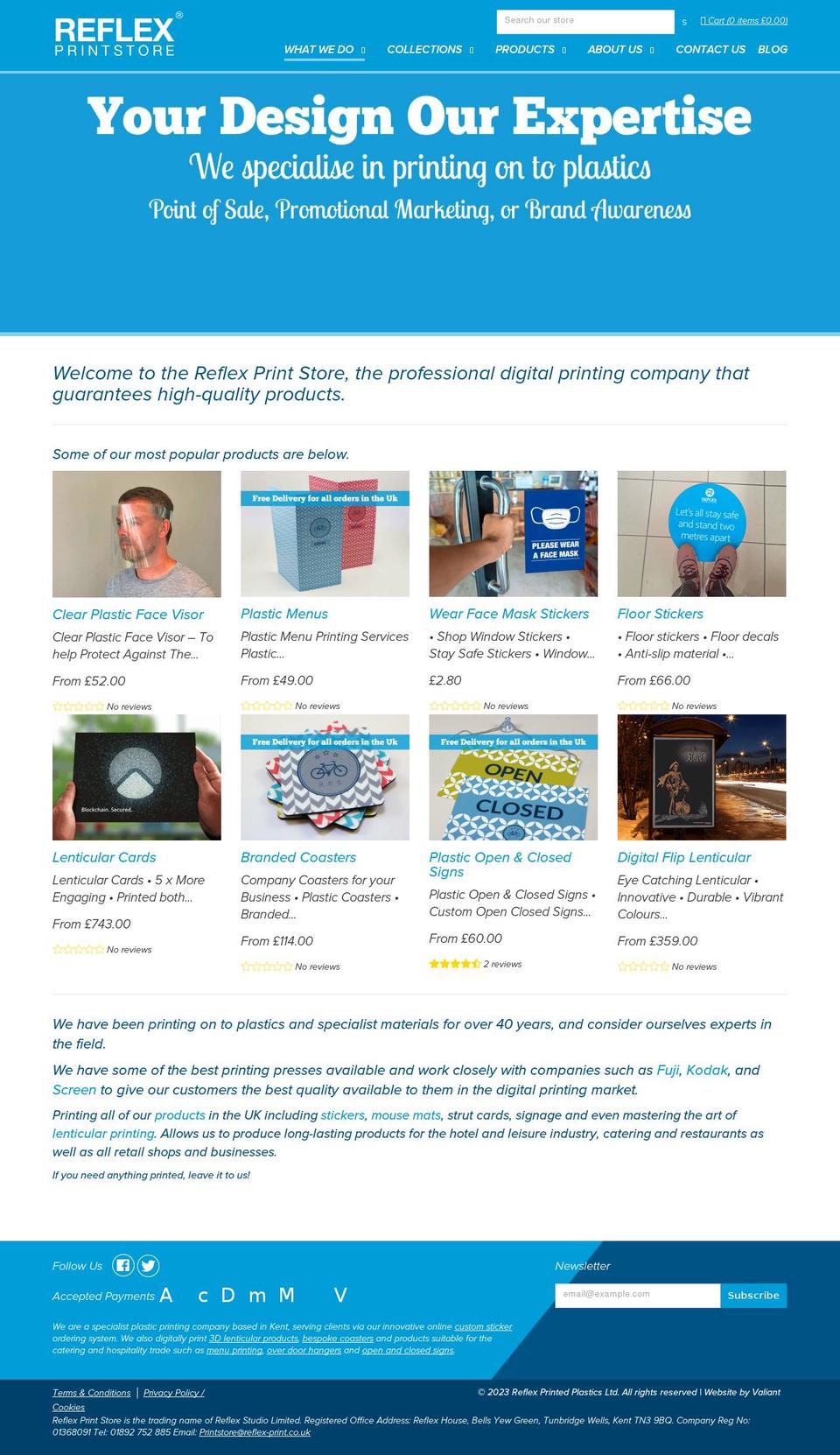 reflexprintstore.co.uk shopify website screenshot