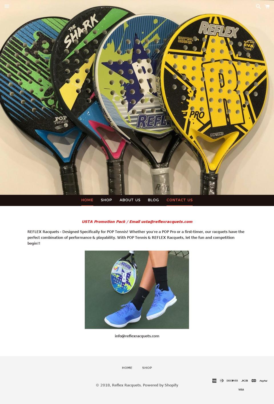reflexracquets.com — Shopify storefront screenshot