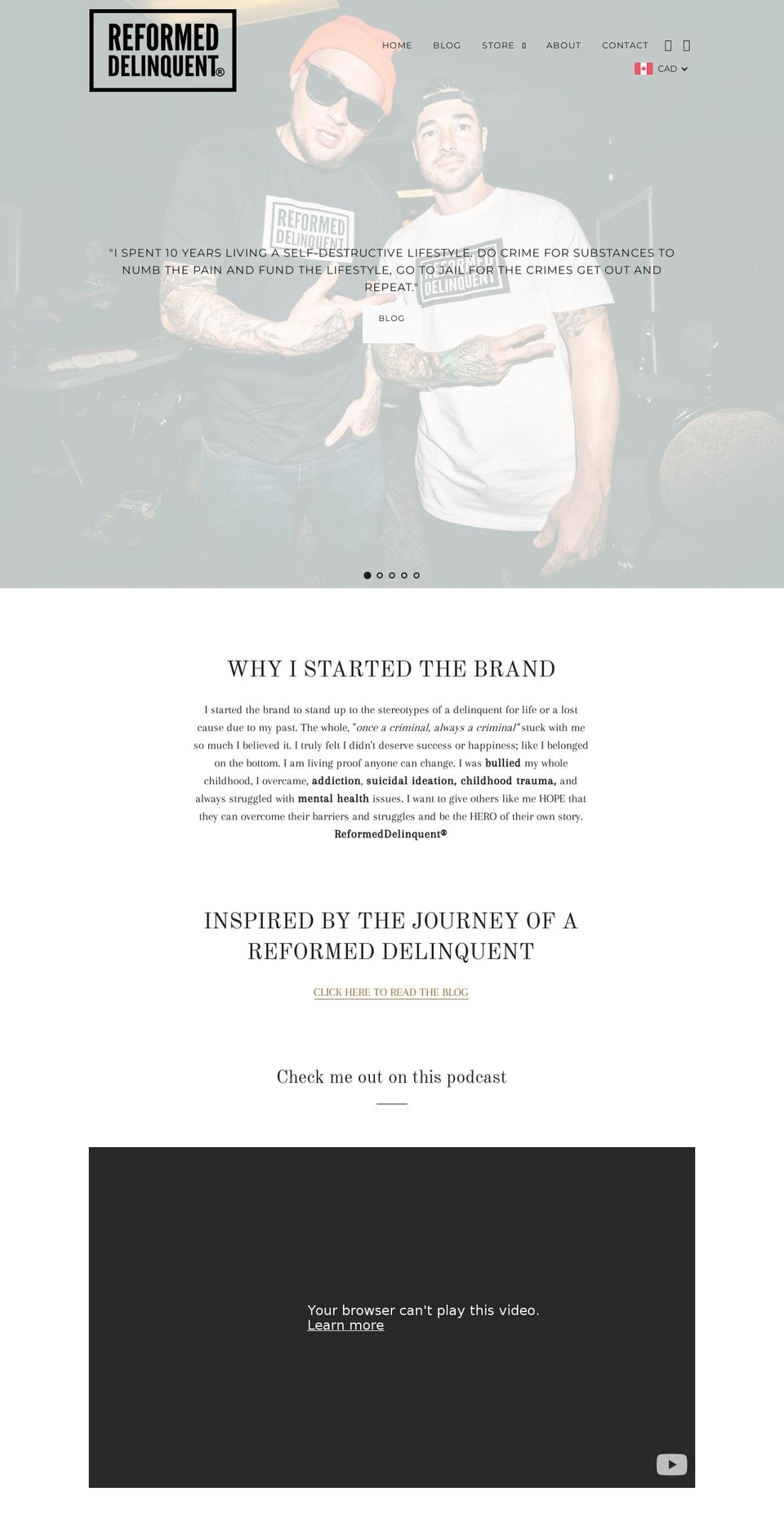 reformeddelinquent.com — Shopify storefront screenshot