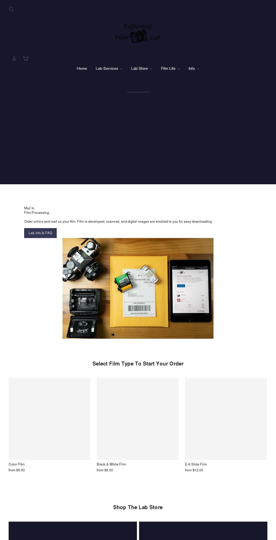reformedfilmlab.com shopify website screenshot