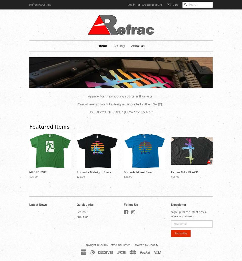 refracindustries.com — Shopify storefront screenshot