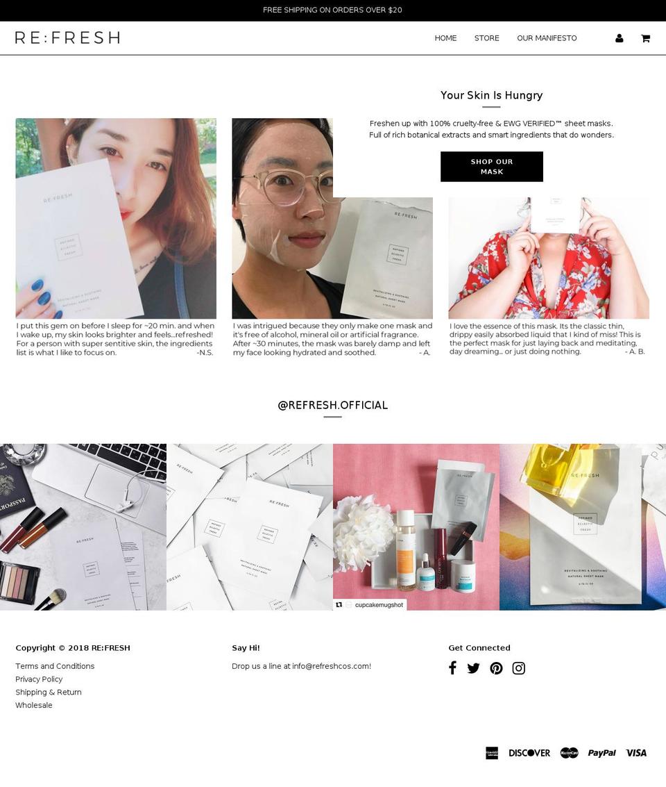 refreshcos.com — Shopify storefront screenshot