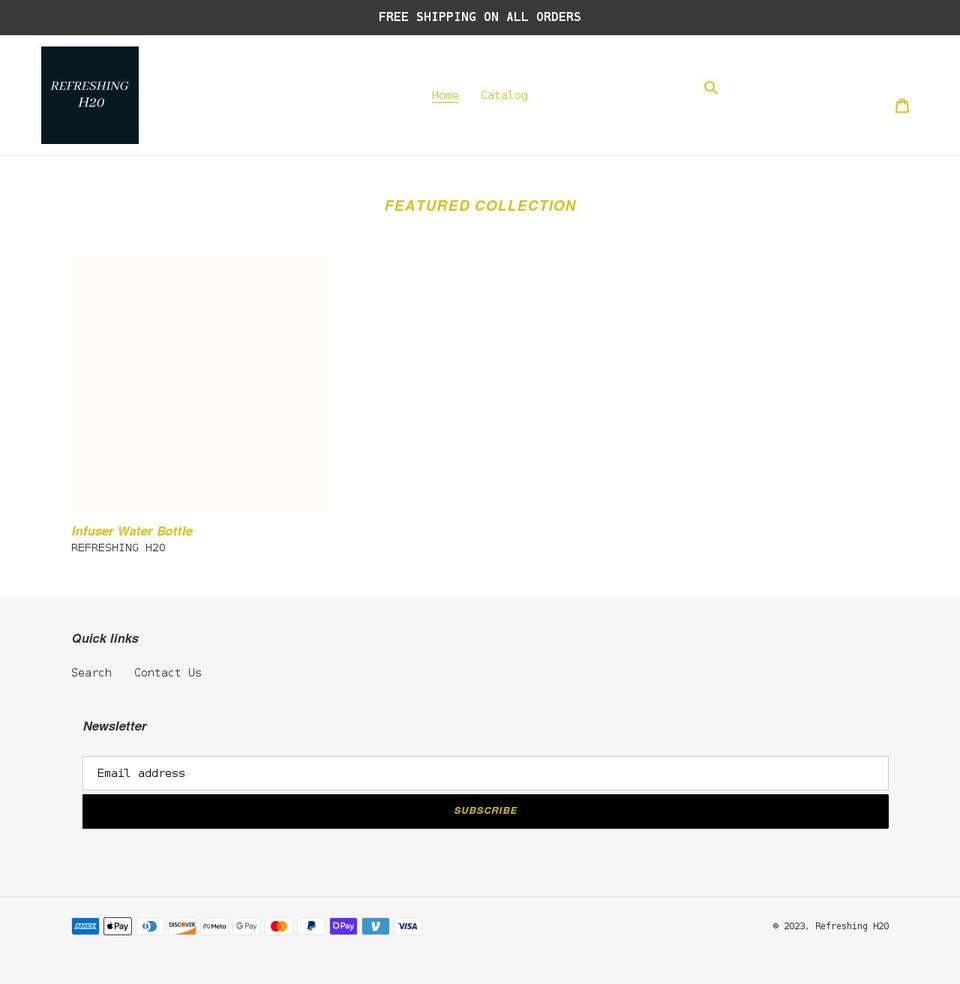 refreshingh20.com shopify website screenshot