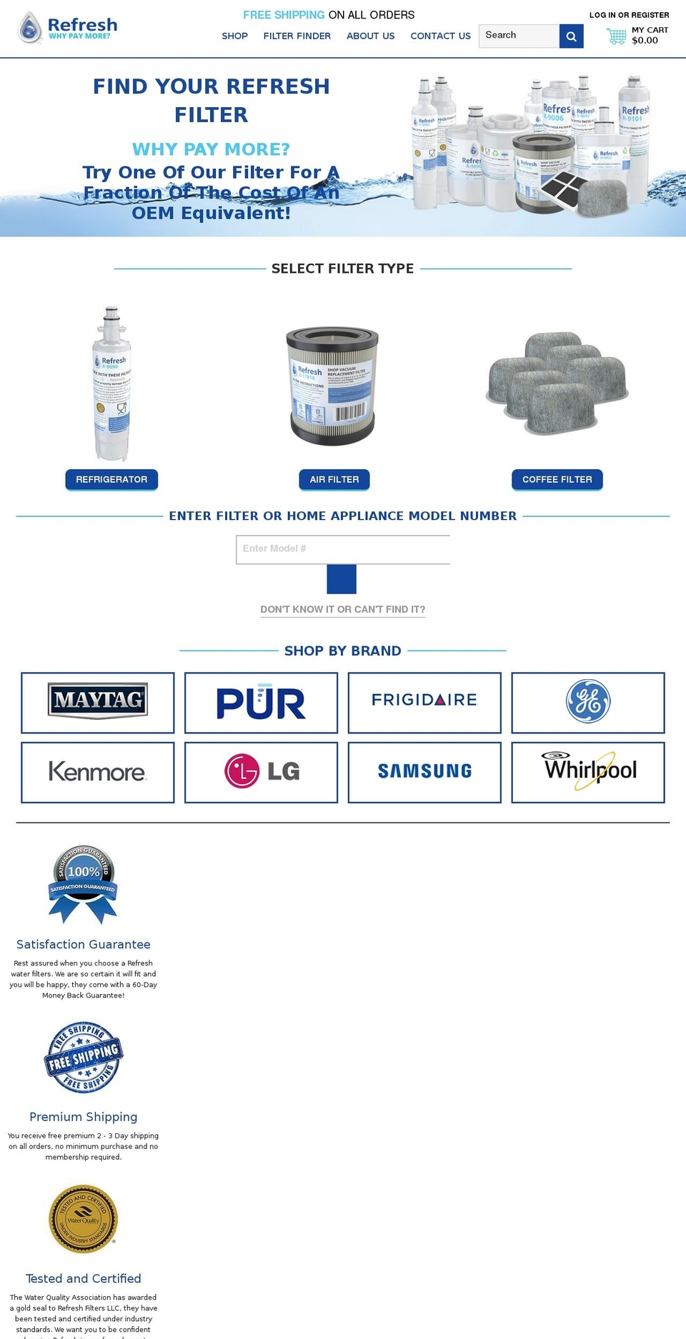 refreshmywater.com shopify website screenshot