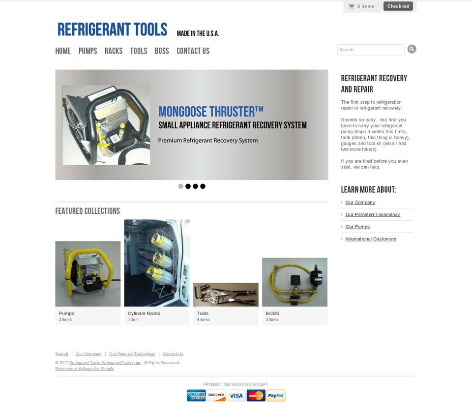 refrigerantrecoveryunit.com shopify website screenshot