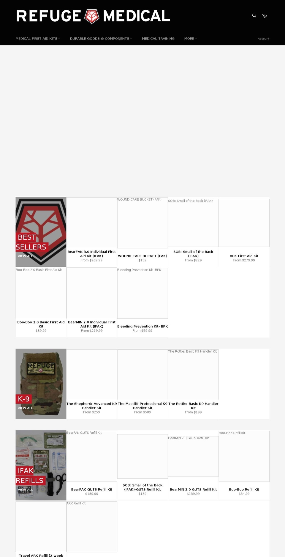 refugemedical.com shopify website screenshot