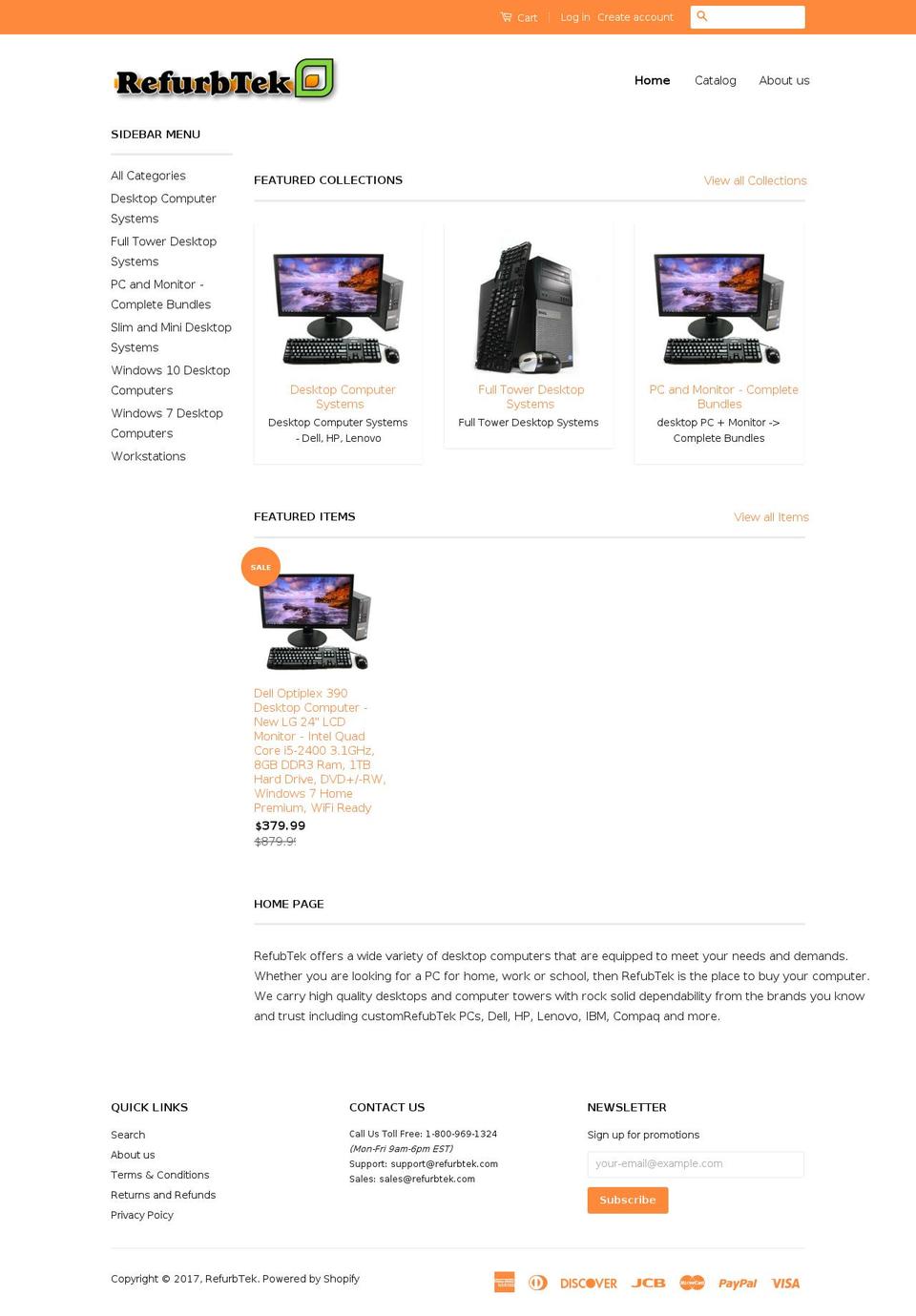 Sidekick Custom Shopify theme site example refurbtek.com