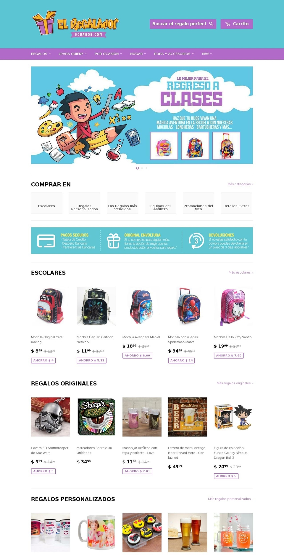 regaladorecuador.com — Shopify storefront screenshot