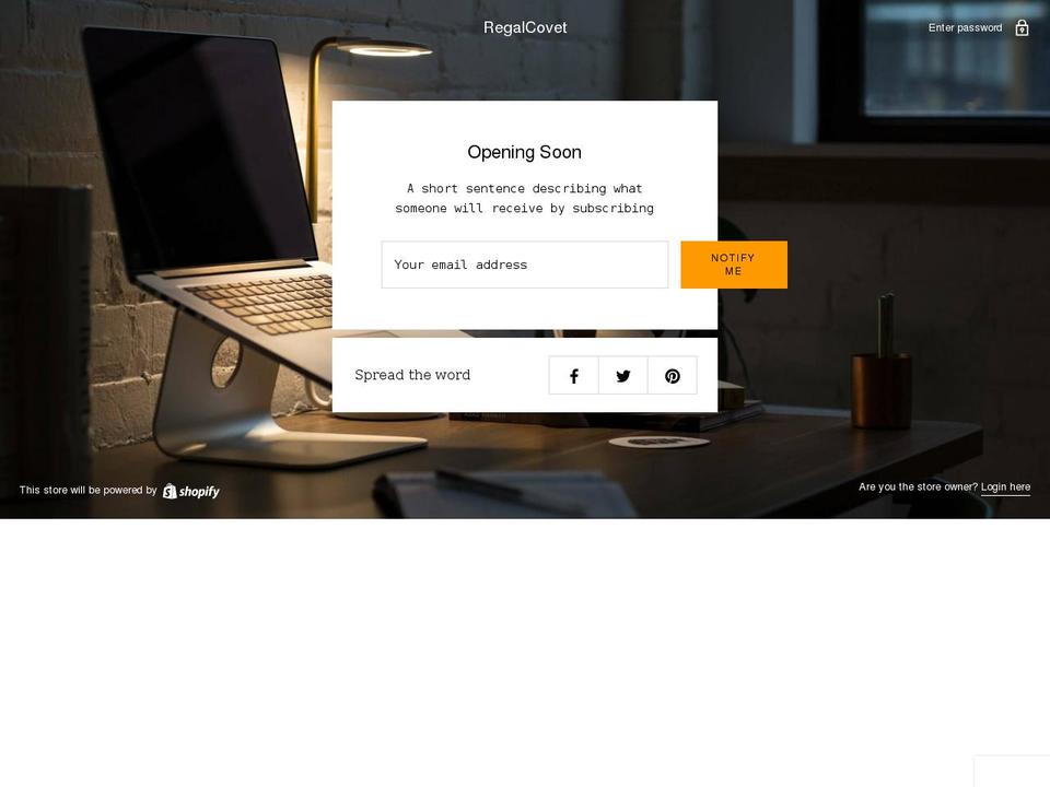 regalcovet.myshopify.com shopify website screenshot