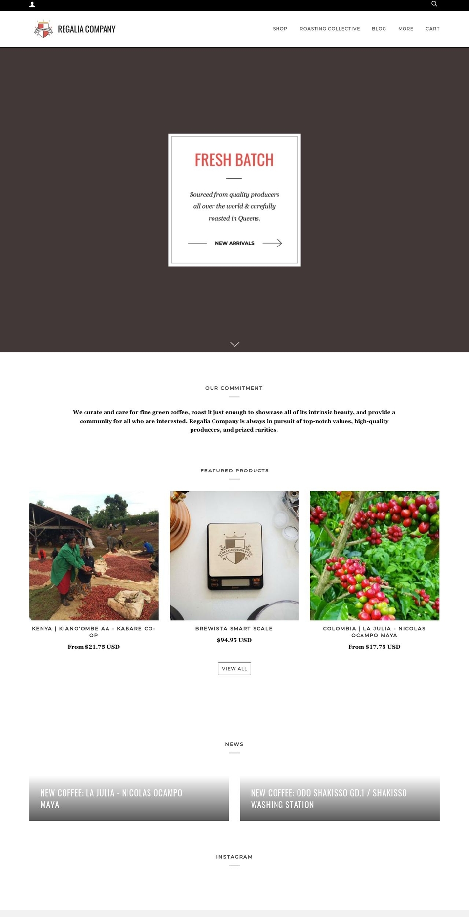 regaliacompany.com — Shopify storefront screenshot