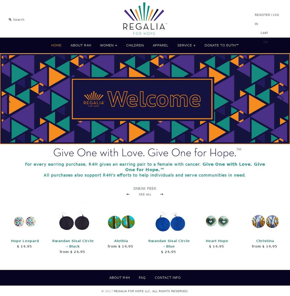 regaliaforhope.com shopify website screenshot