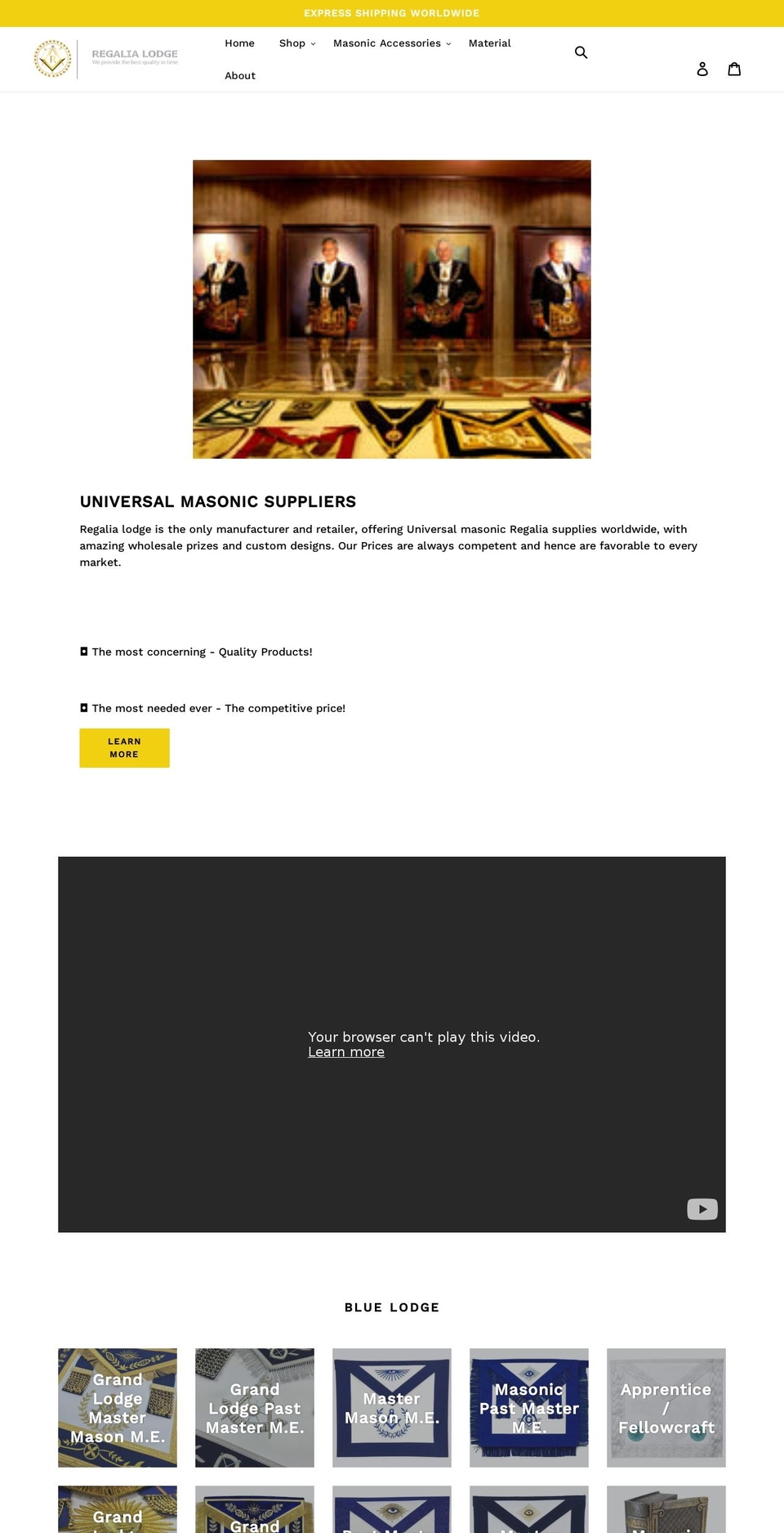 regalialodge.com shopify website screenshot