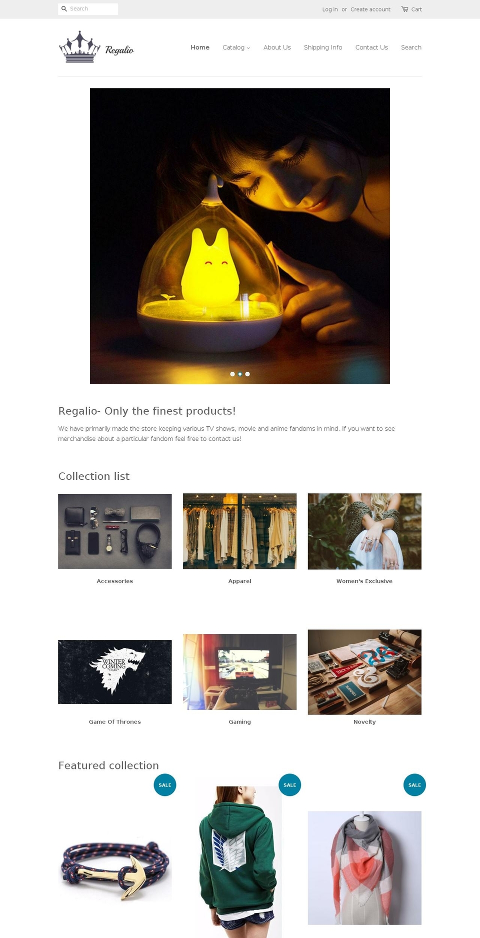 regalioshop.com — Shopify storefront screenshot