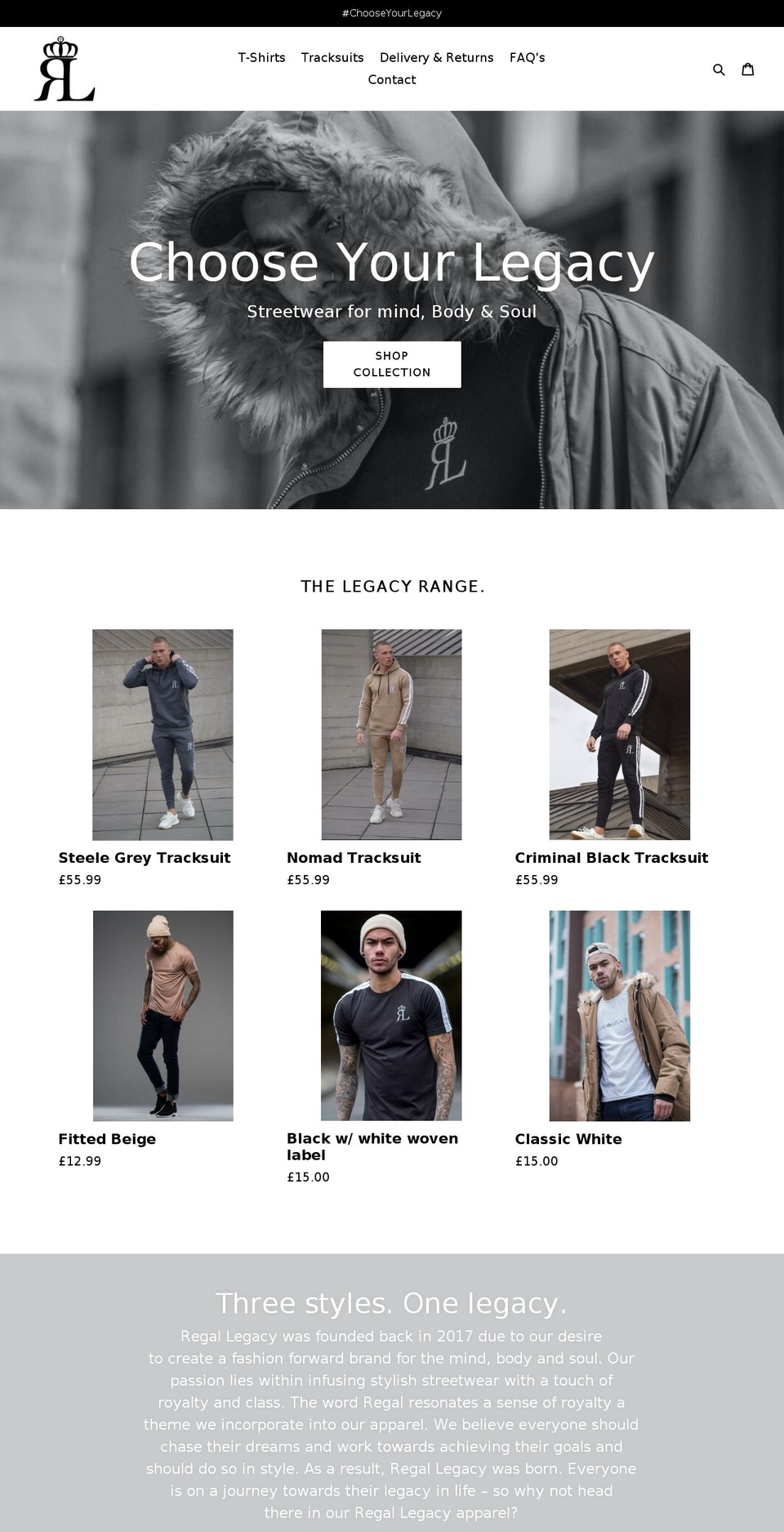 regallegacyapparel.com — Shopify storefront screenshot