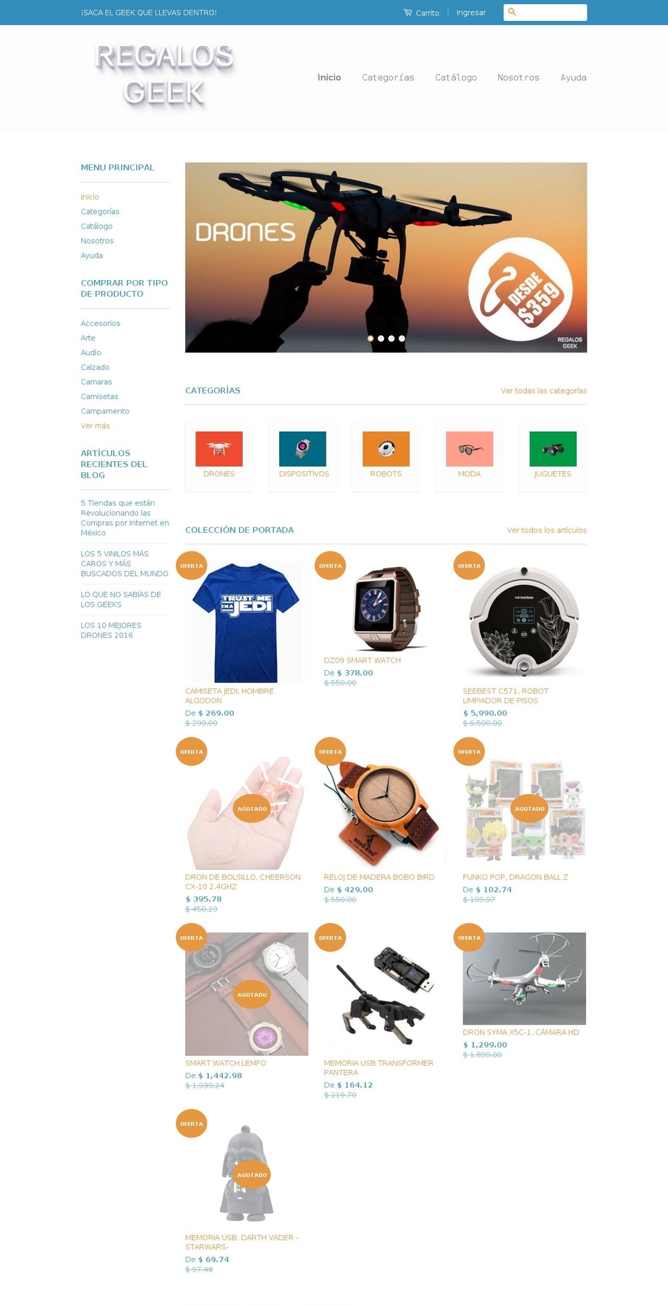 regalosgeek.com.mx shopify website screenshot