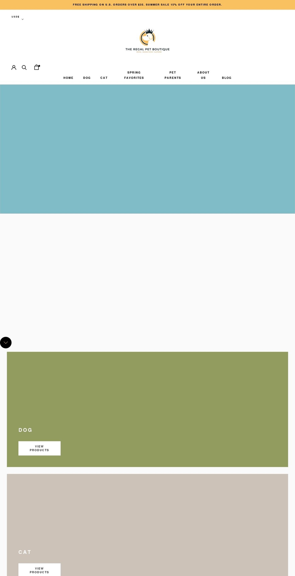 regalpetboutique.com shopify website screenshot