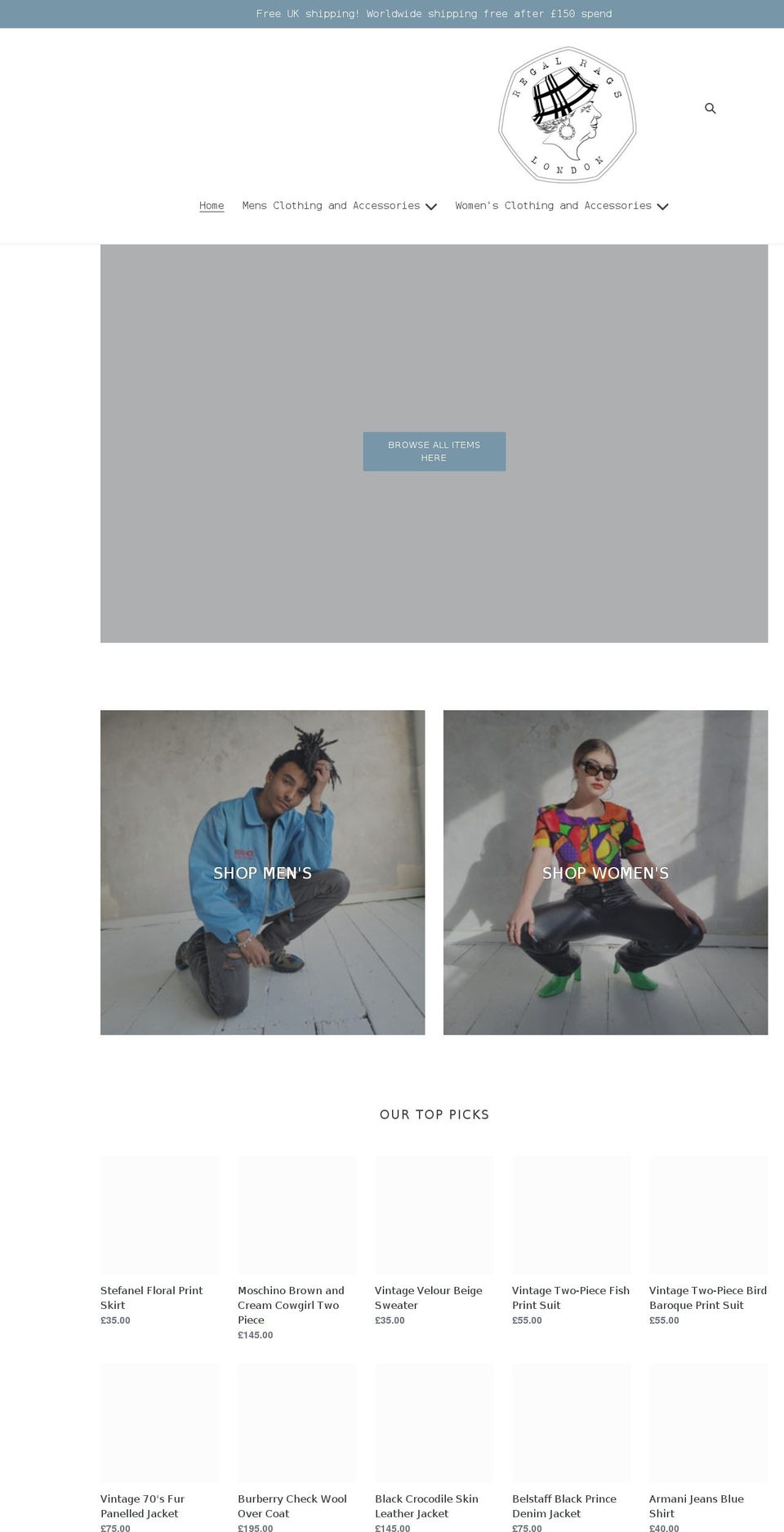 regalragslondon.co.uk shopify website screenshot