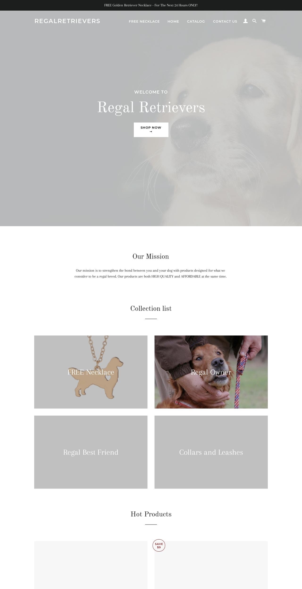 regalretrievers.com — Shopify storefront screenshot