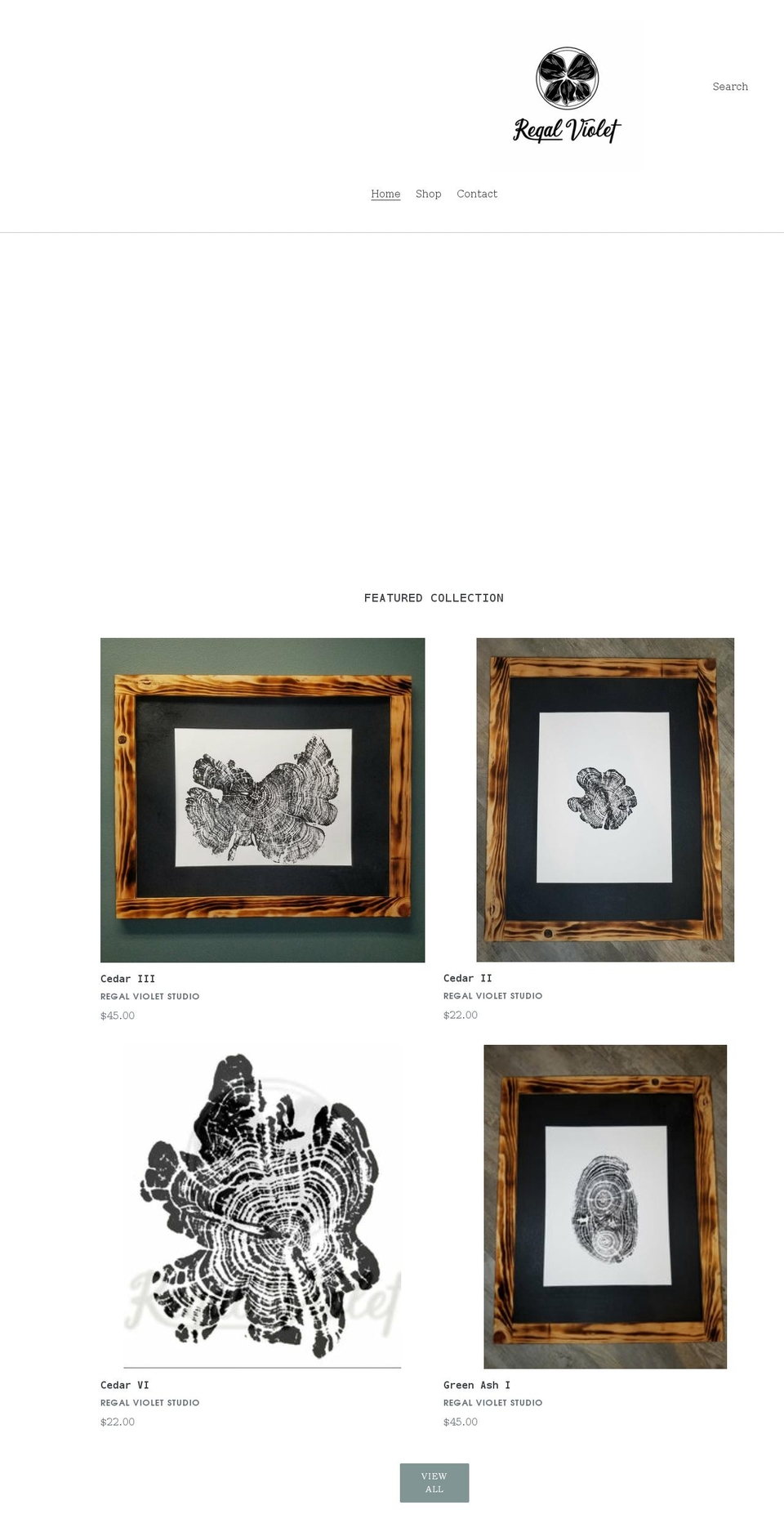 regalvioletstudio.com shopify website screenshot