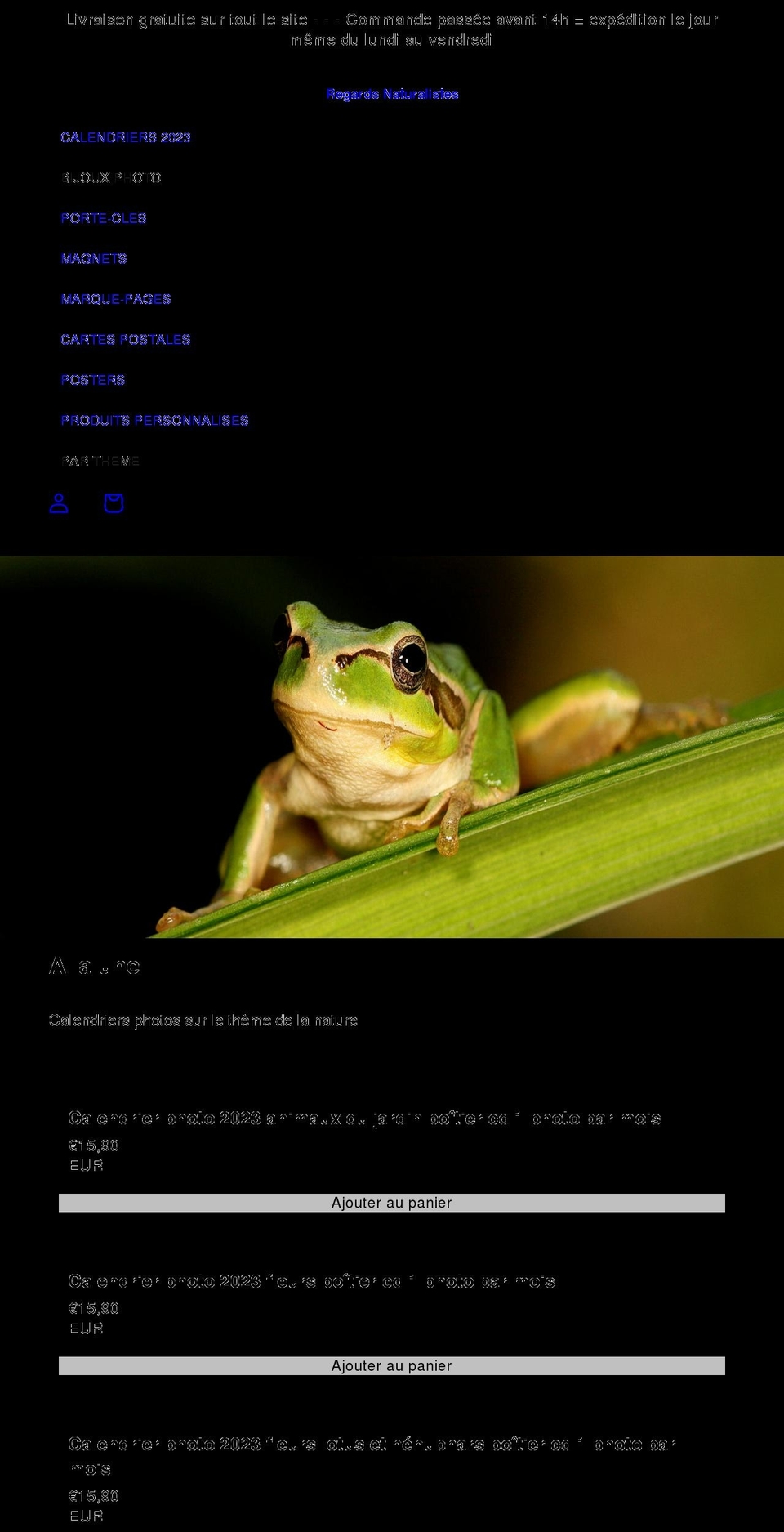 regardsnaturalistes.fr shopify website screenshot