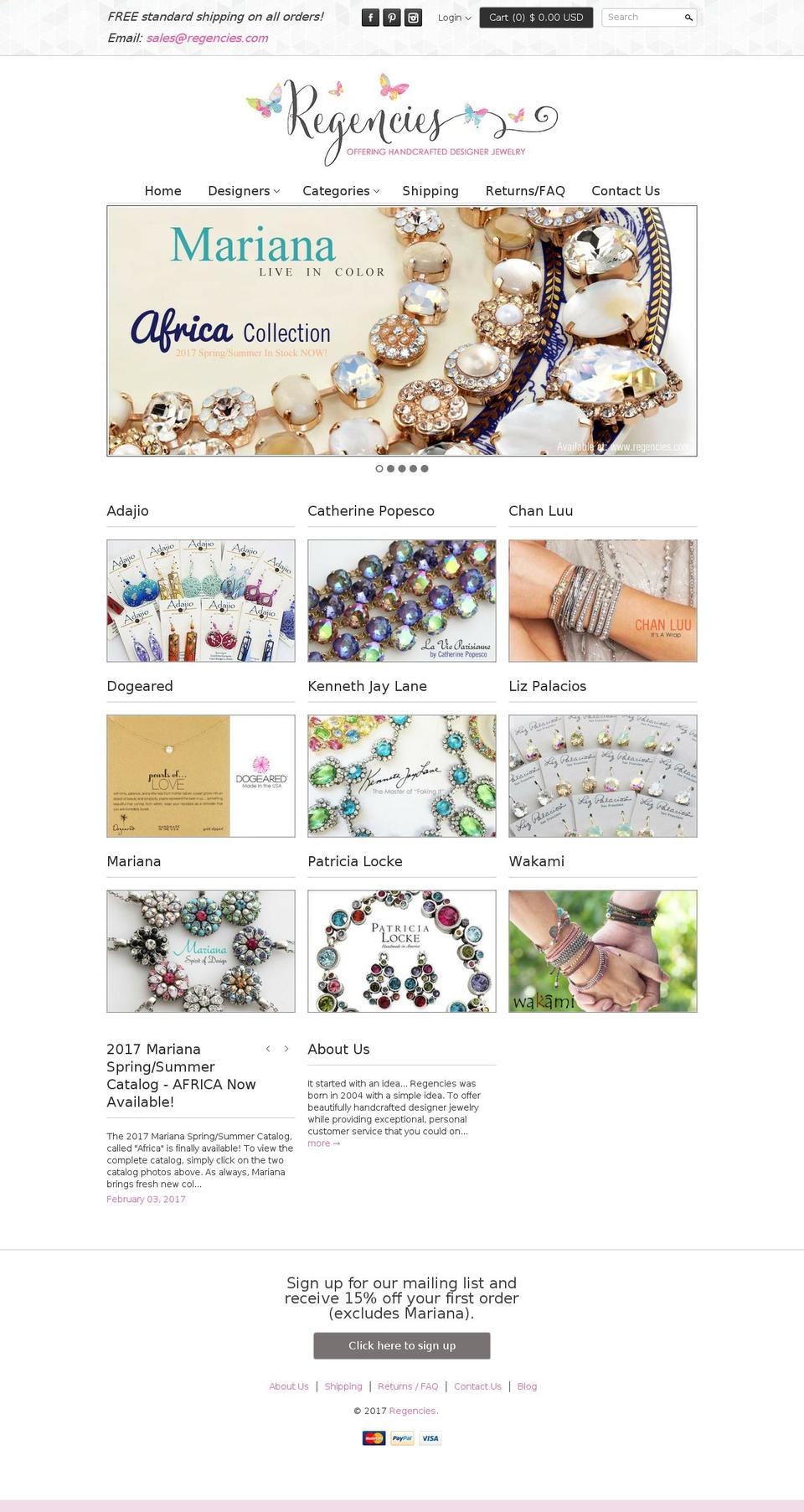 regencies.com shopify website screenshot