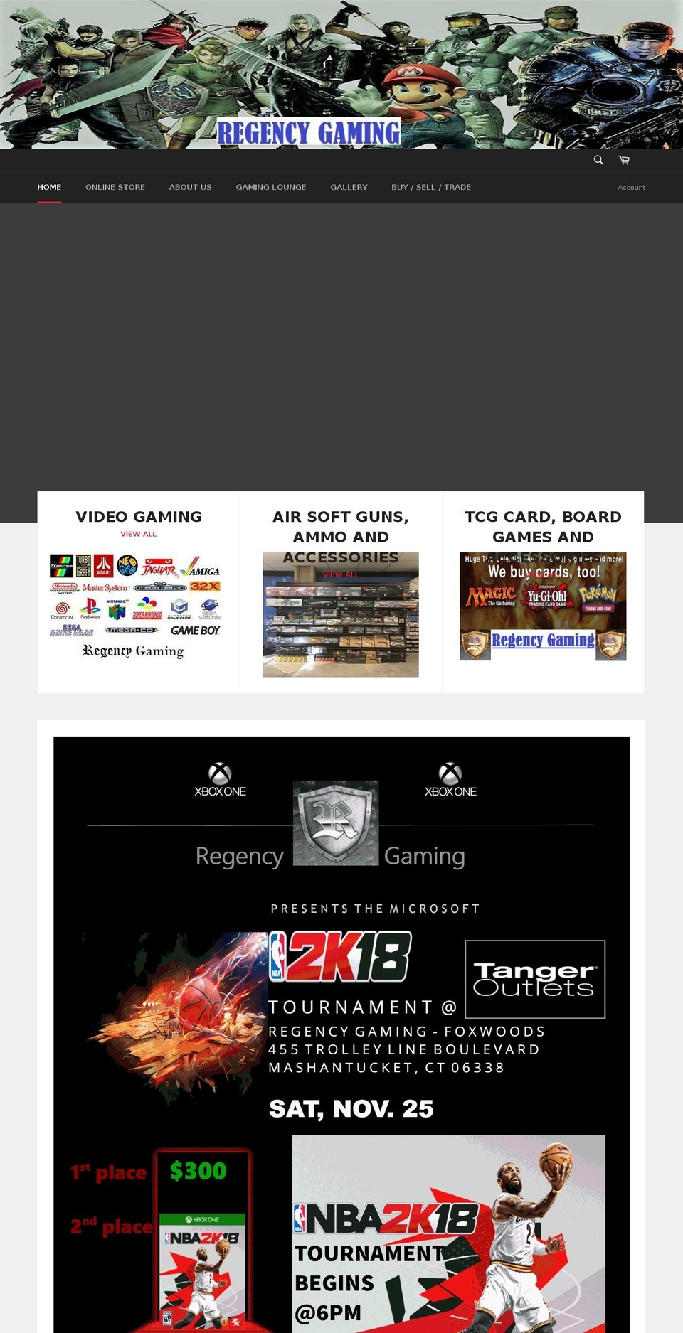 regency-gaming.com — Shopify storefront screenshot