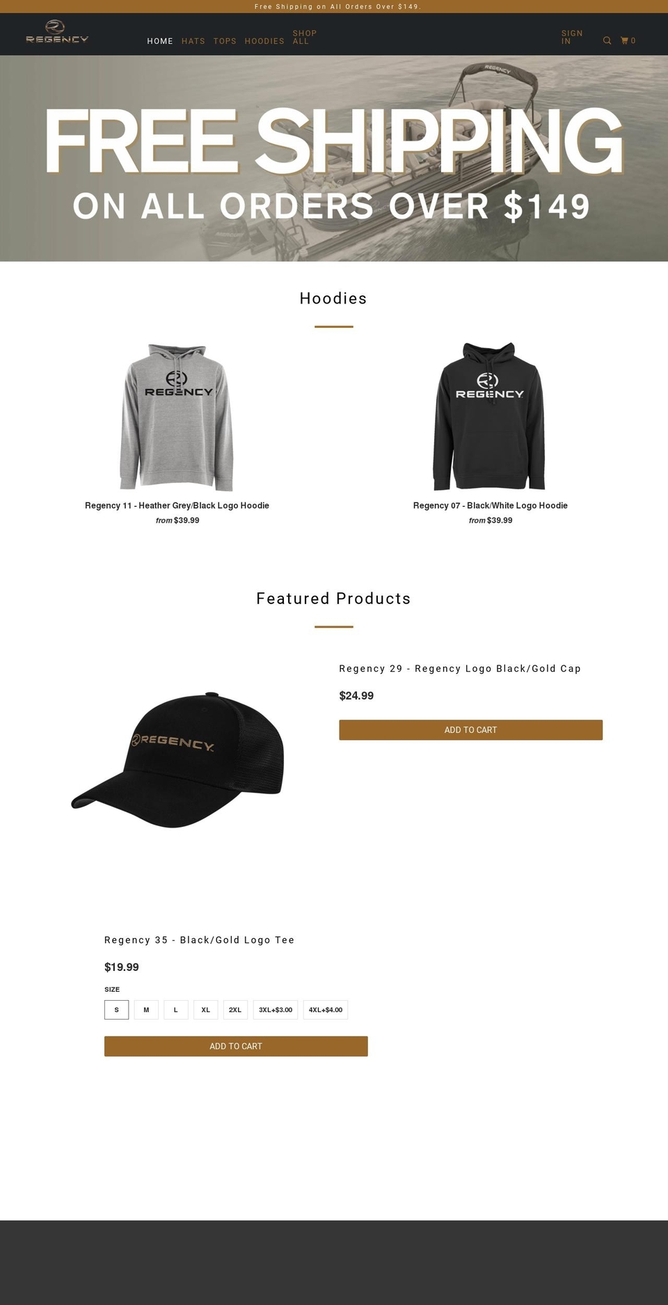 regencyboatsgear.com shopify website screenshot