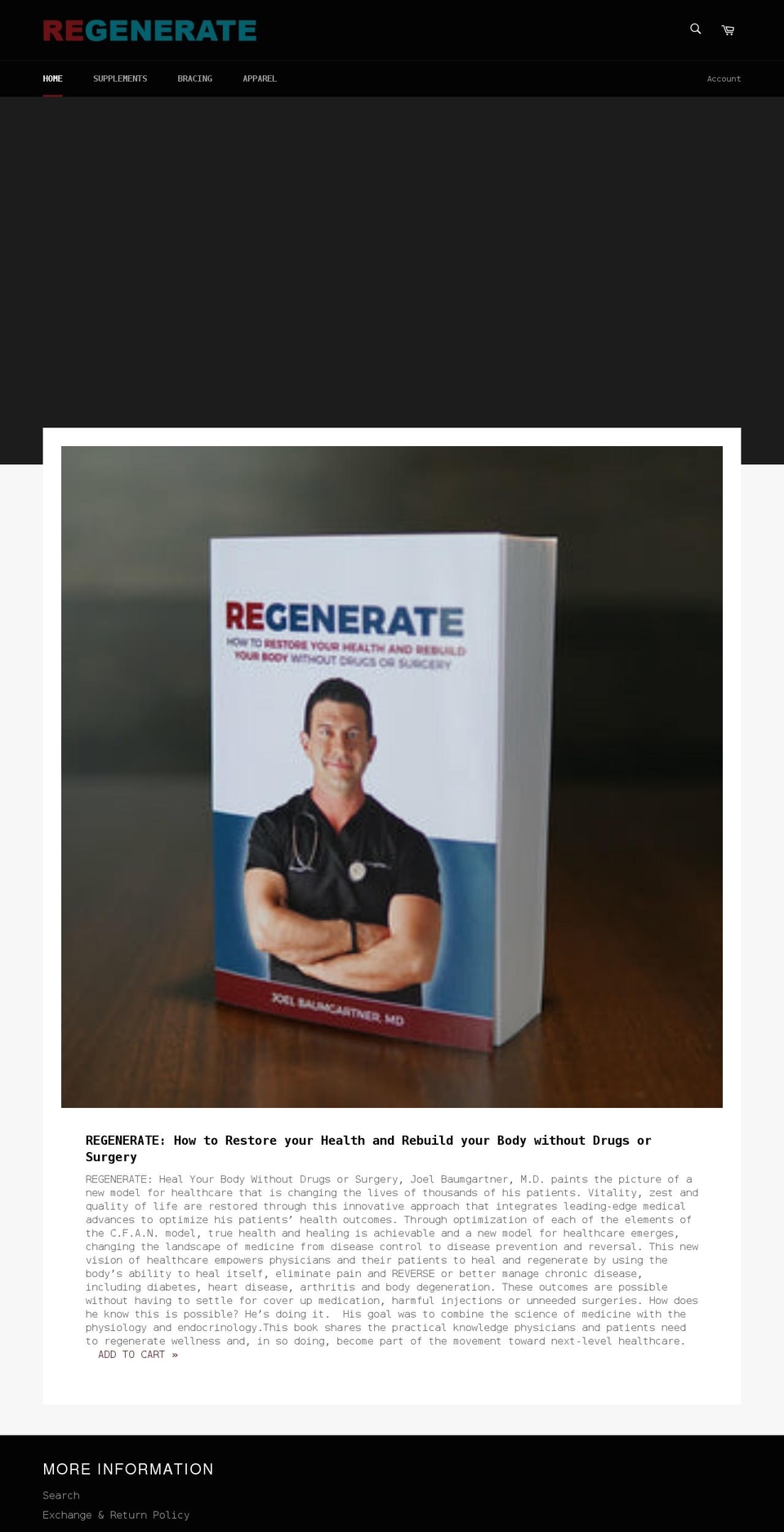regenerate-by-dr-joel-baumgartner.myshopify.com shopify website screenshot