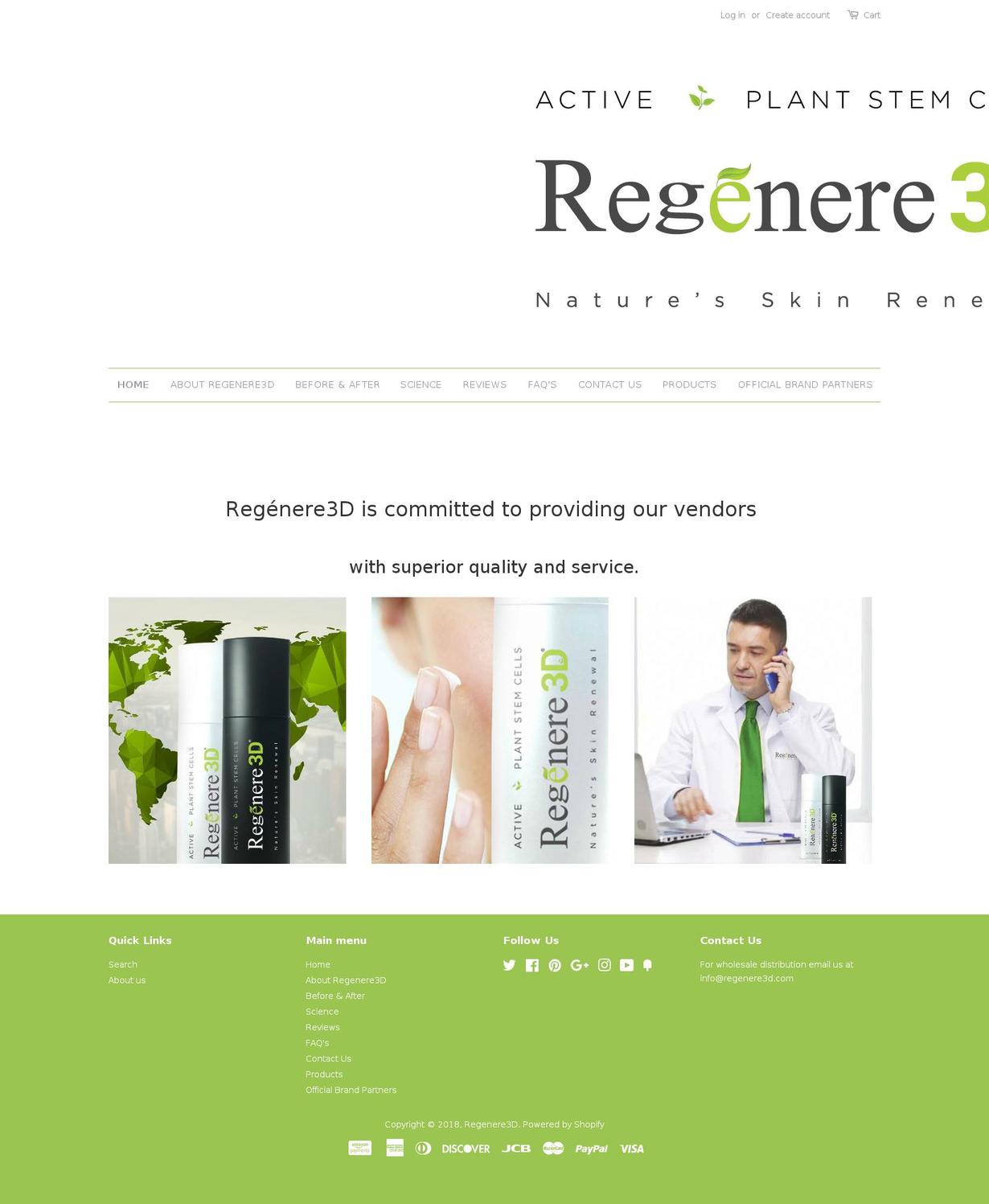 regenere3d.com shopify website screenshot