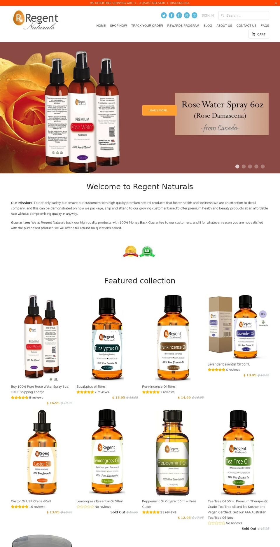 regentnaturals.com shopify website screenshot