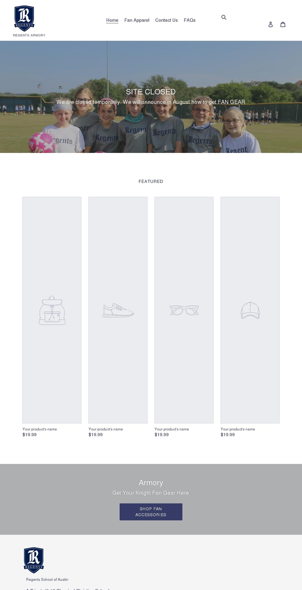 regentsarmory.com shopify website screenshot