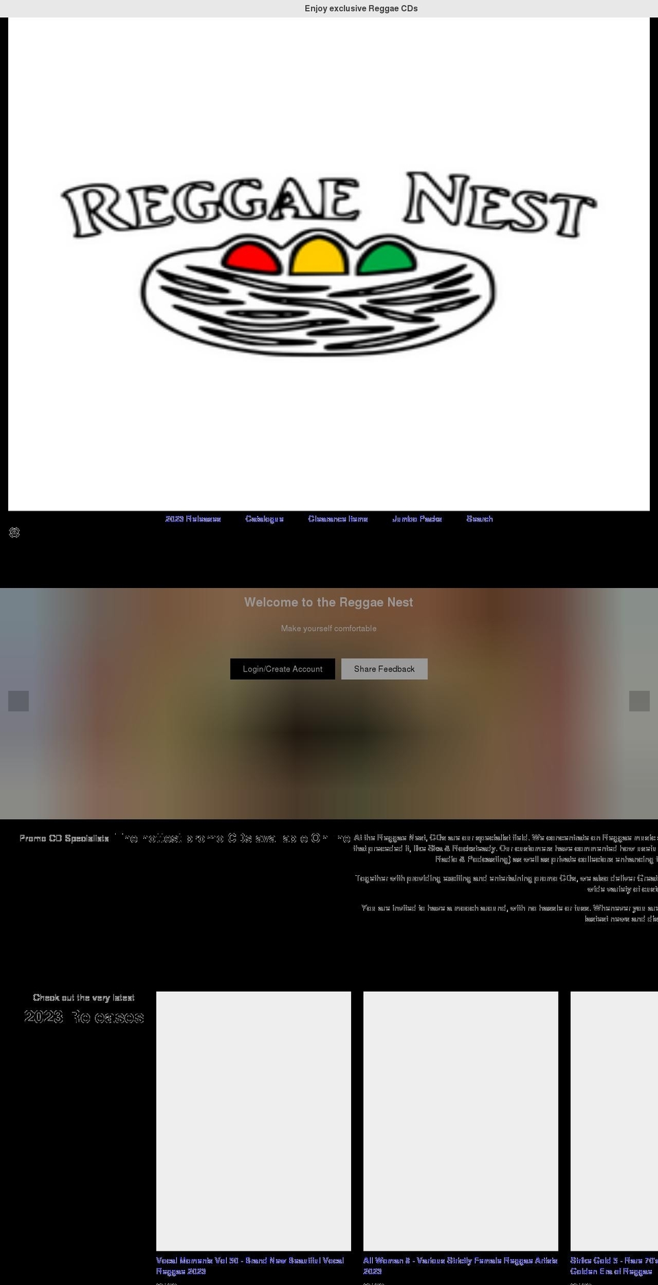 reggaenest.com shopify website screenshot