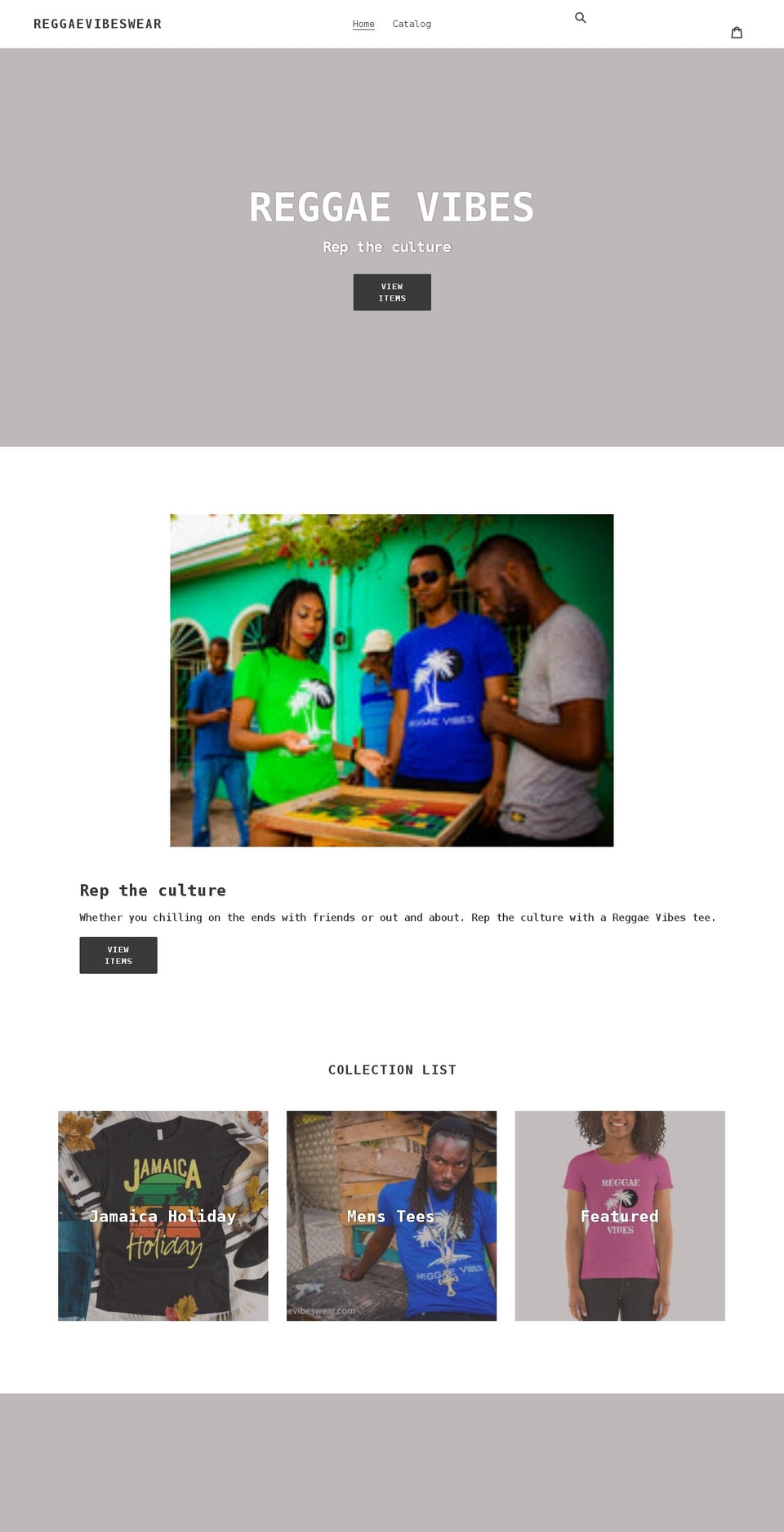 reggaevibeswear.com shopify website screenshot