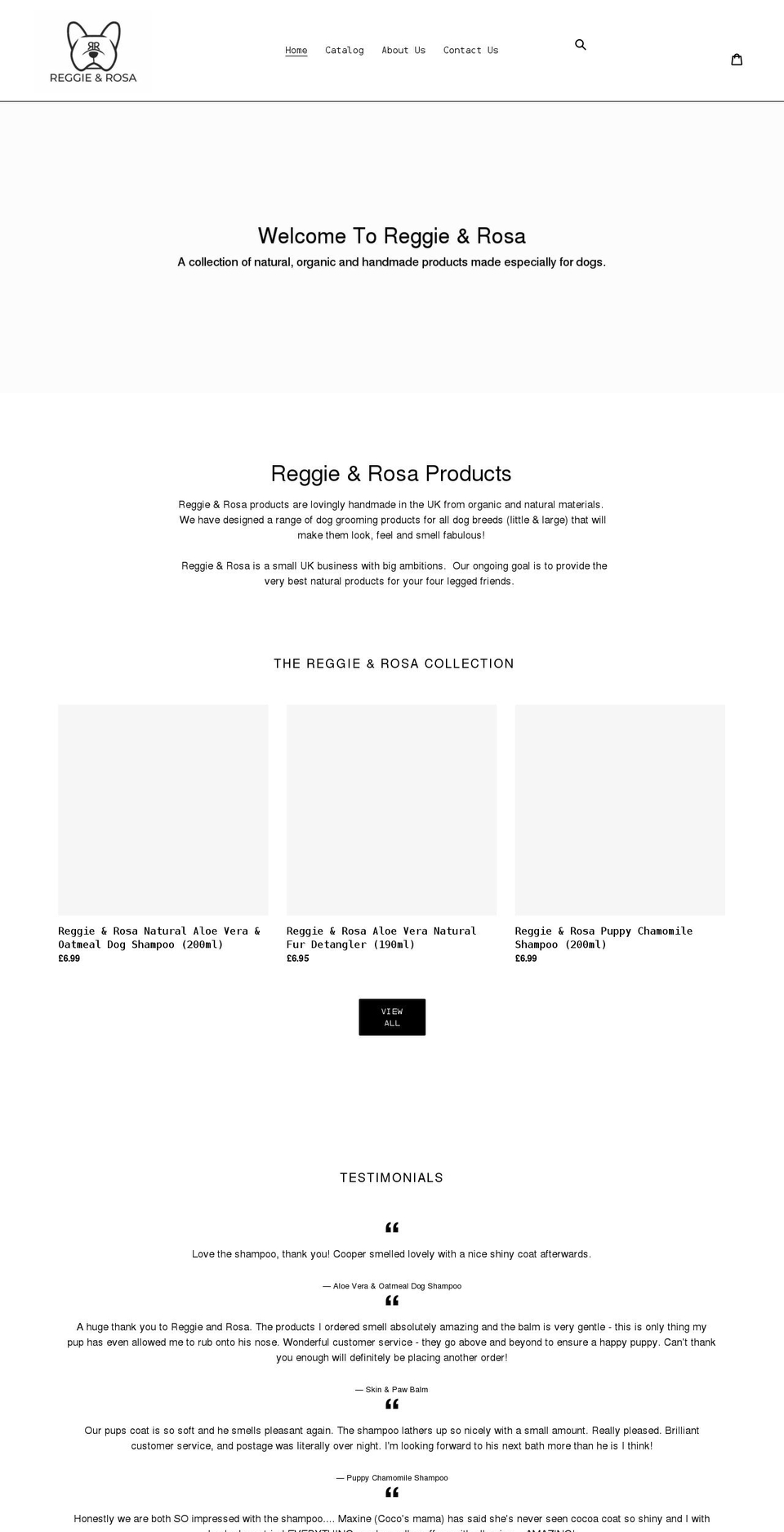 reggieandrosa.com shopify website screenshot