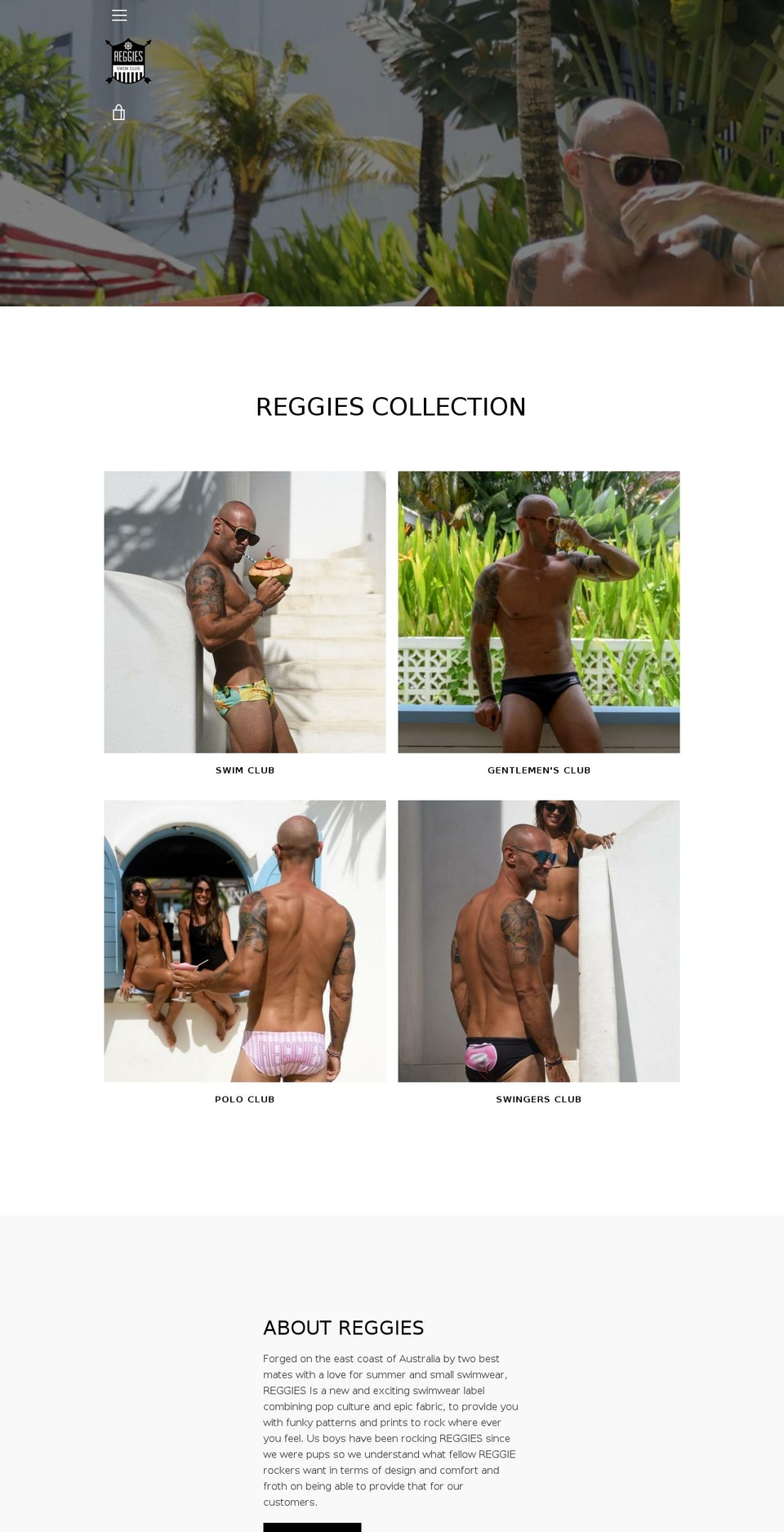 reggiesswimwear.com — Shopify storefront screenshot