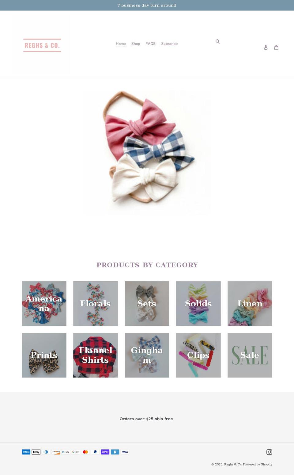 reghsandco.com shopify website screenshot