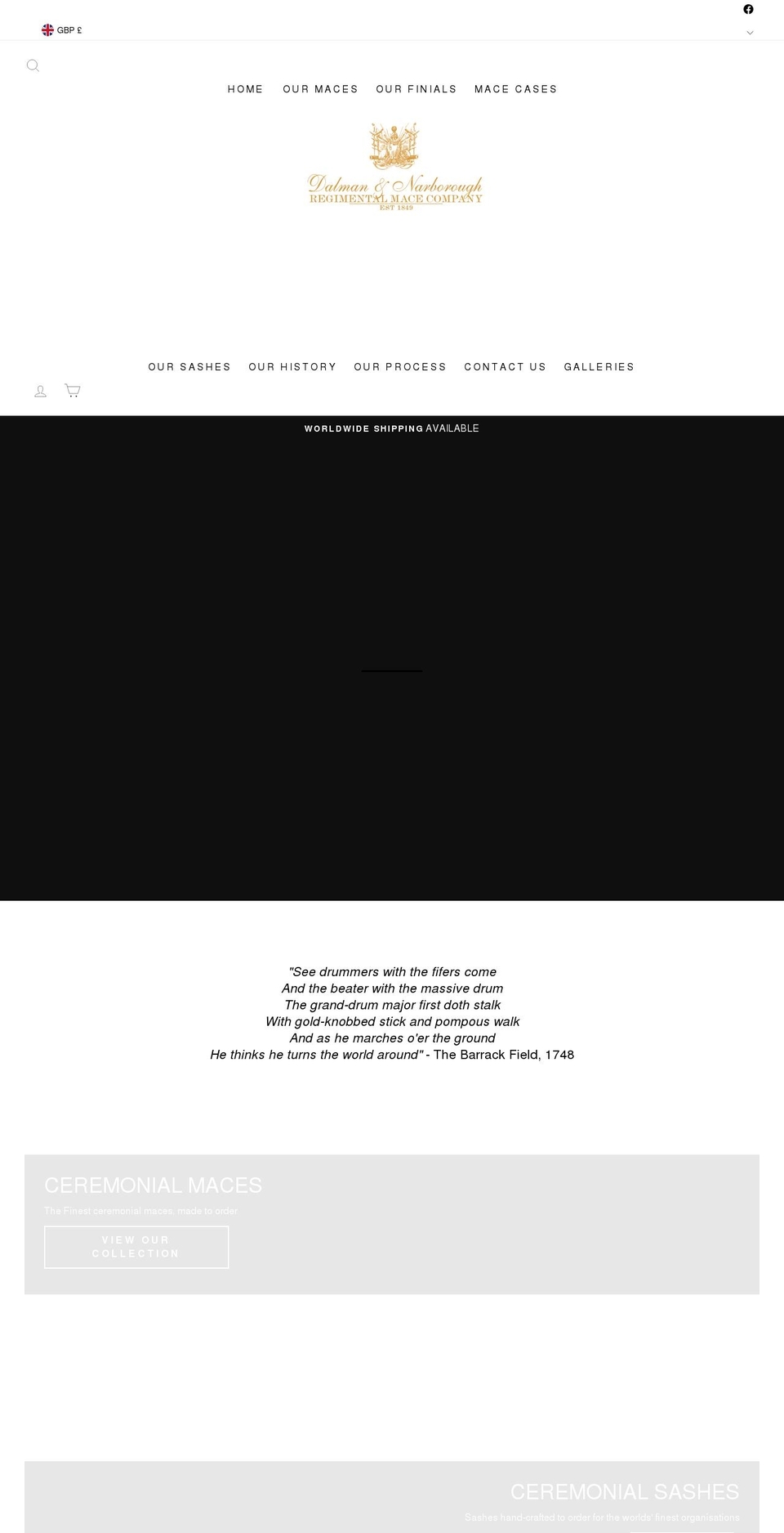 regimentalmace.com shopify website screenshot