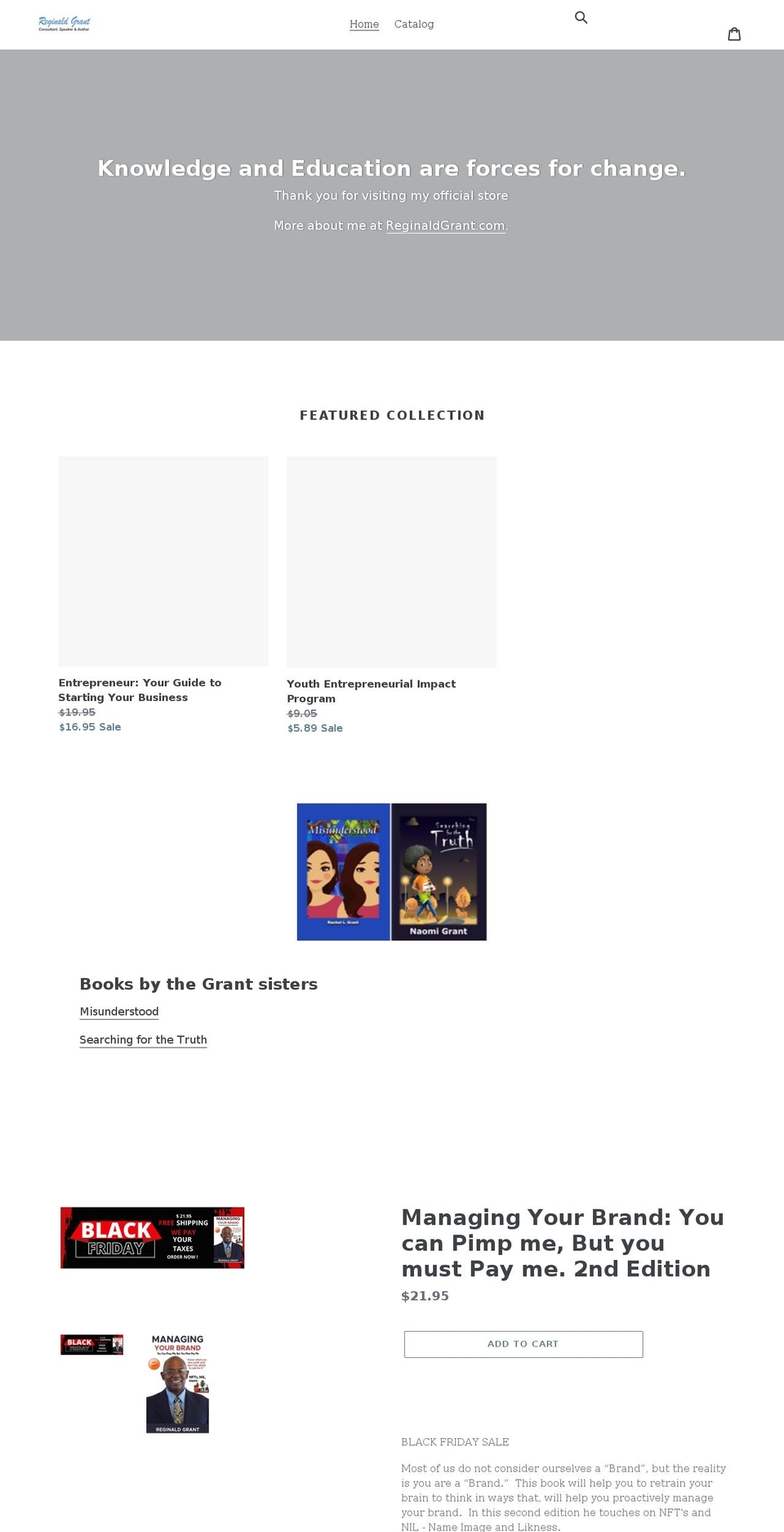 reginald-grant.myshopify.com shopify website screenshot