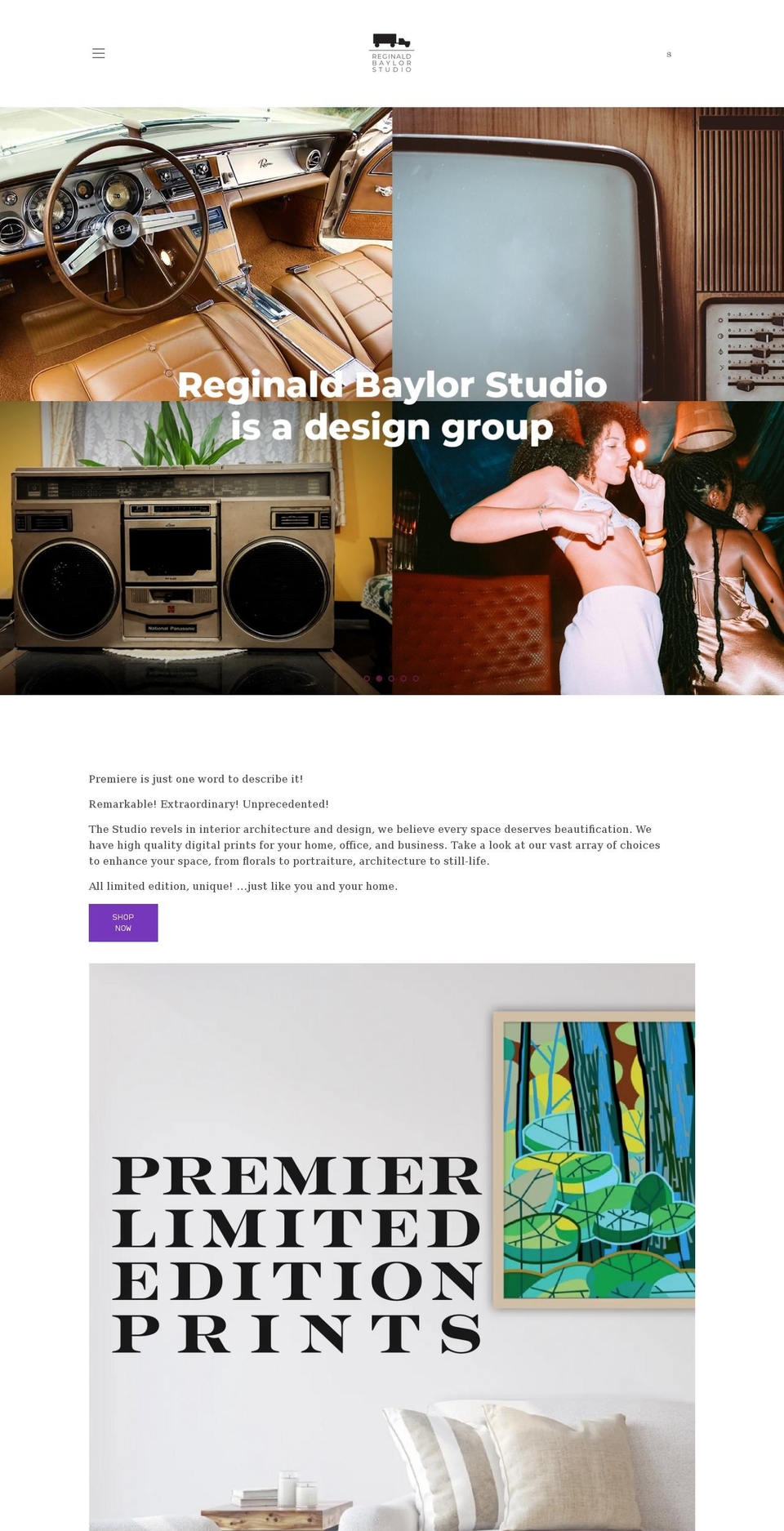 reginaldbaylorstudio.com shopify website screenshot